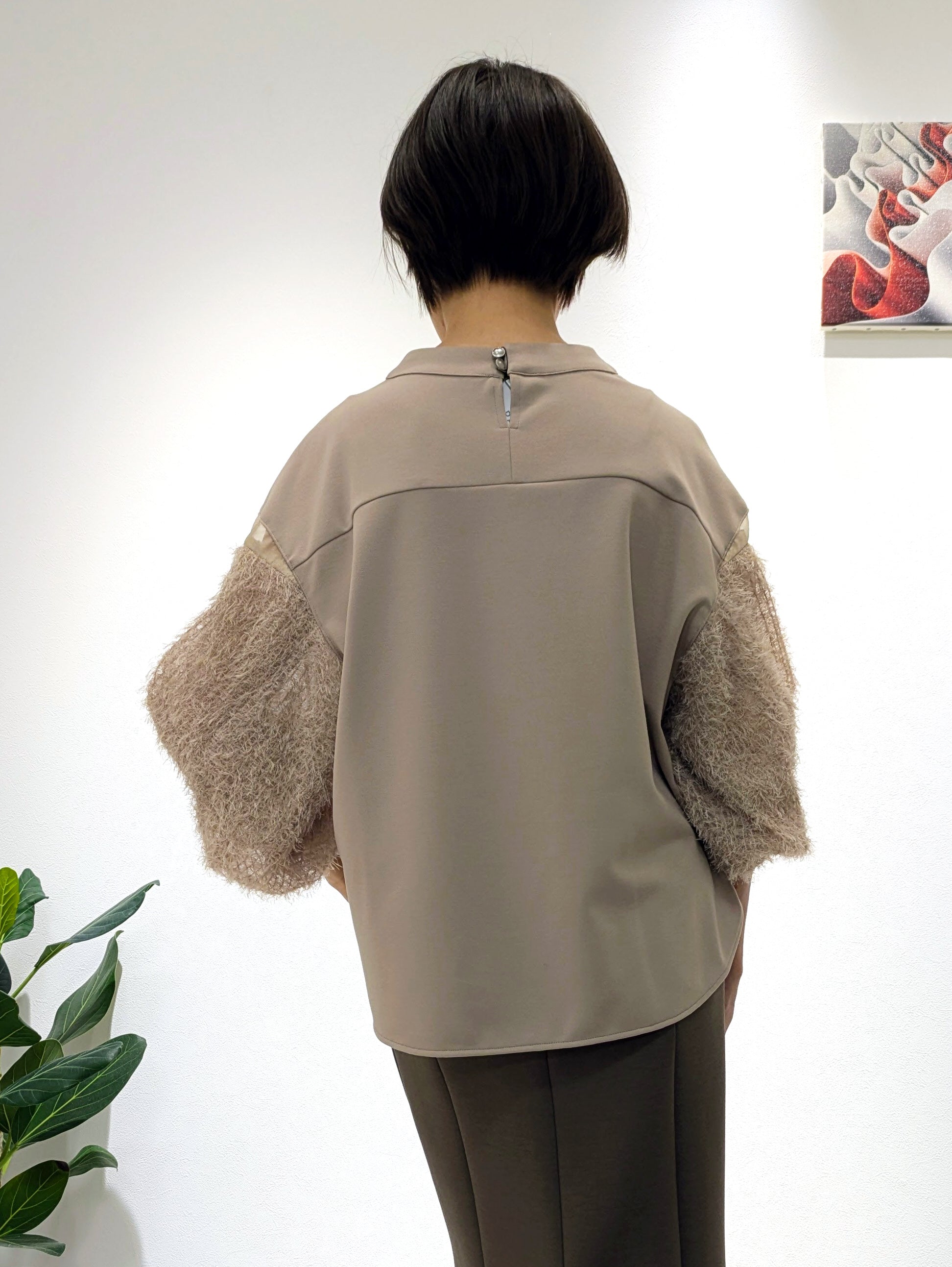 Jacquard Sleeve Pullover