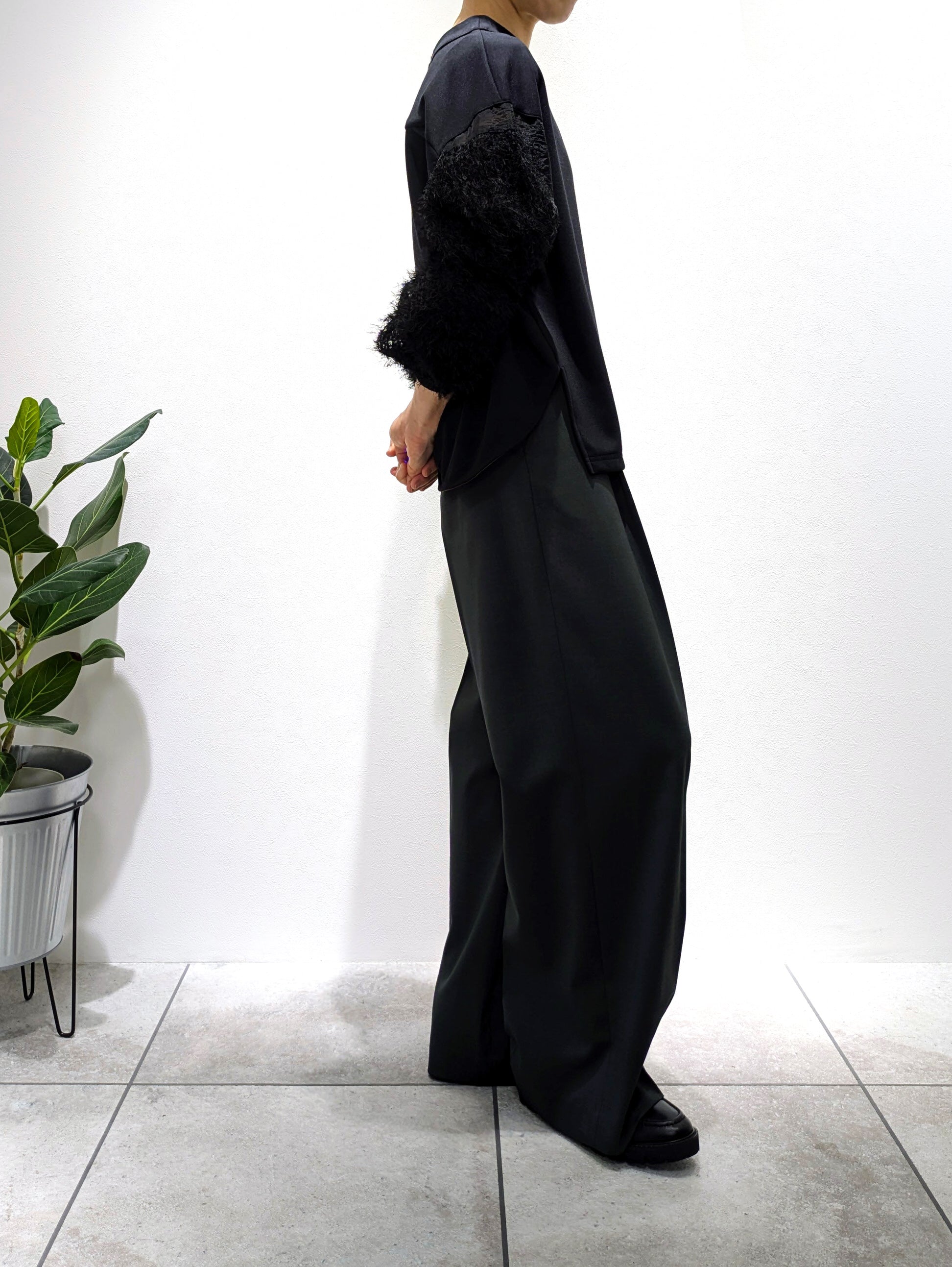 Jacquard Sleeve Pullover
