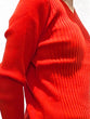 Non-tingling V neck rib knit