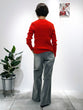 Non-tingling V neck rib knit