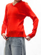 Non-tingling V neck rib knit