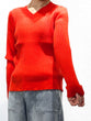 Non-tingling V neck rib knit