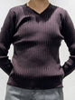 Non-tingling V neck rib knit