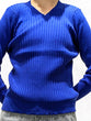 Non-tingling V neck rib knit