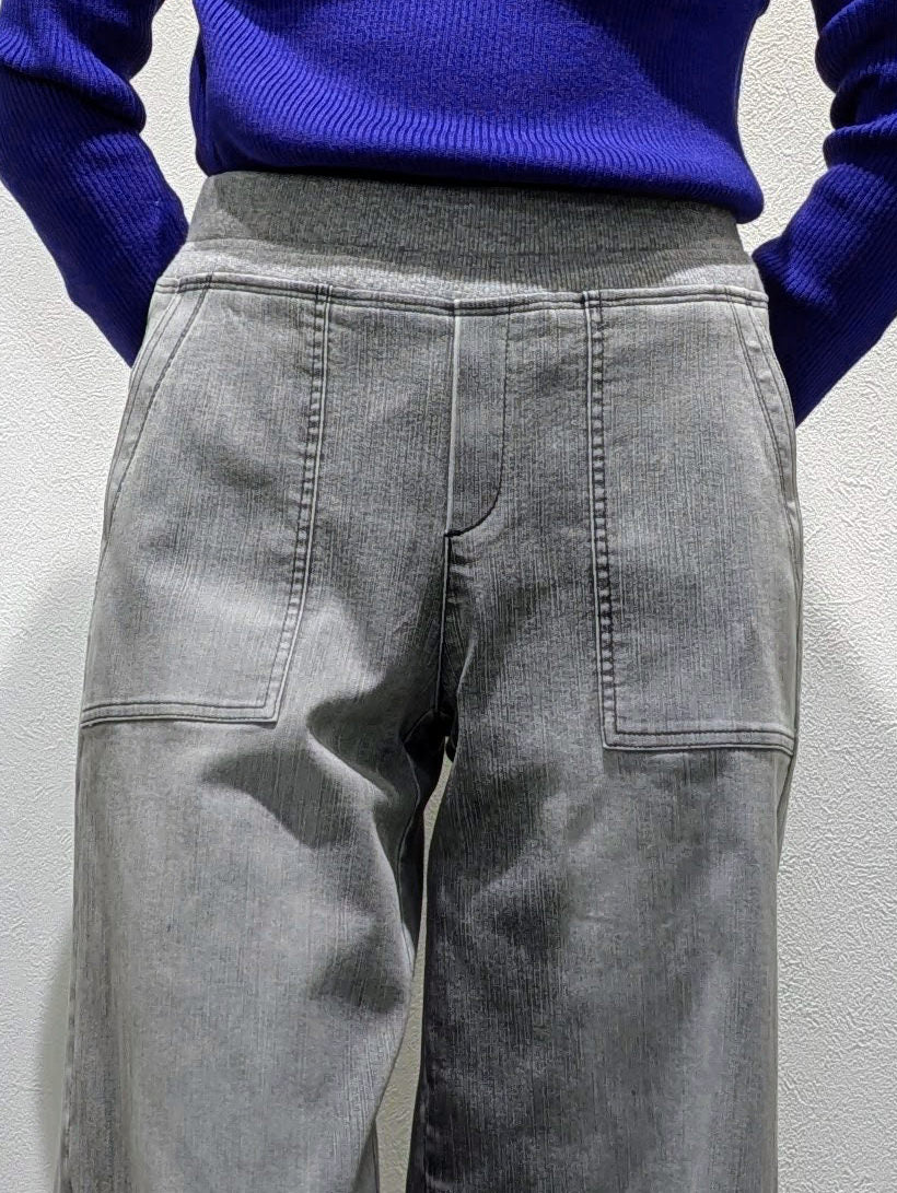 Gray denim baker pants