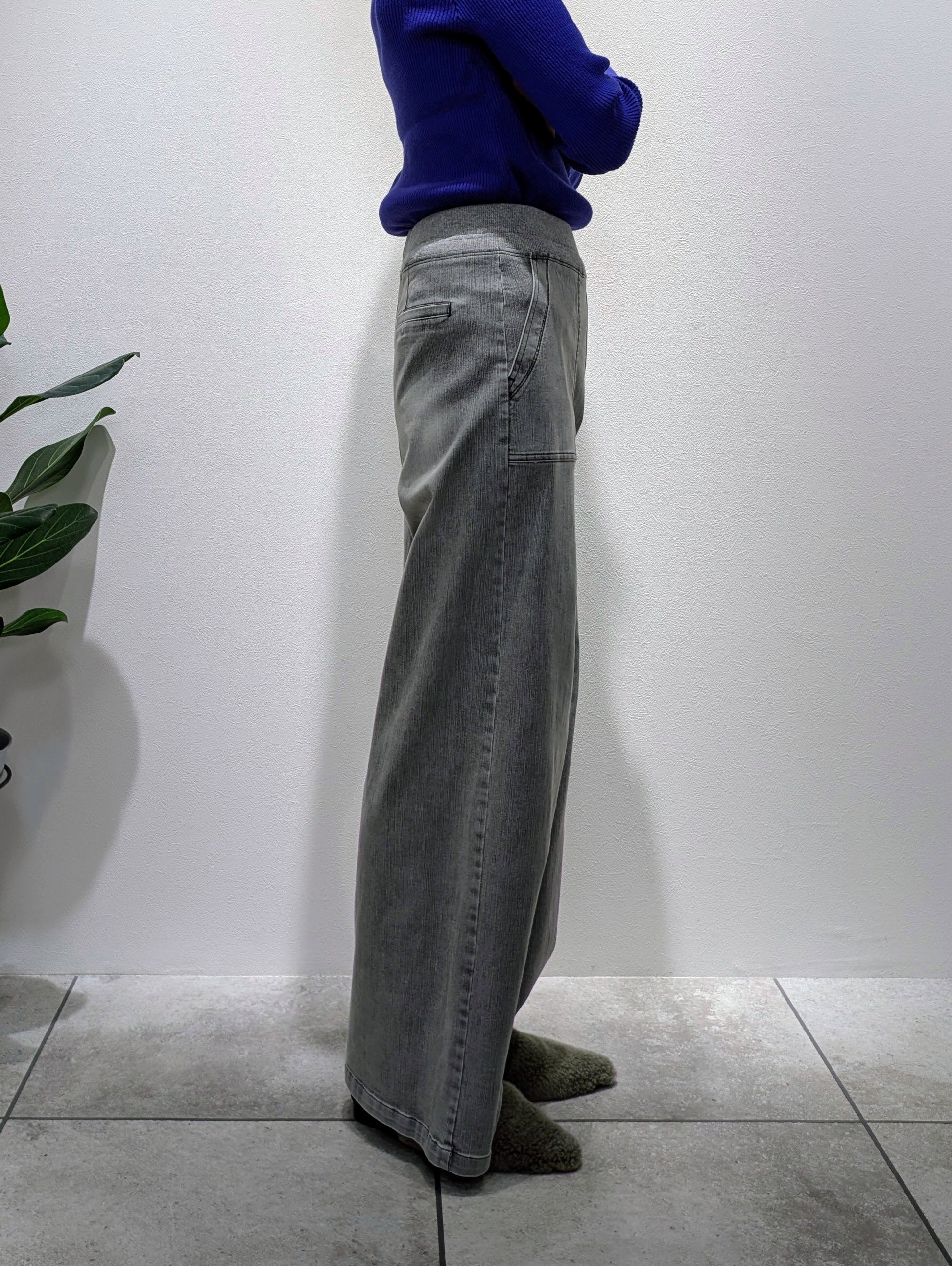 Gray denim baker pants