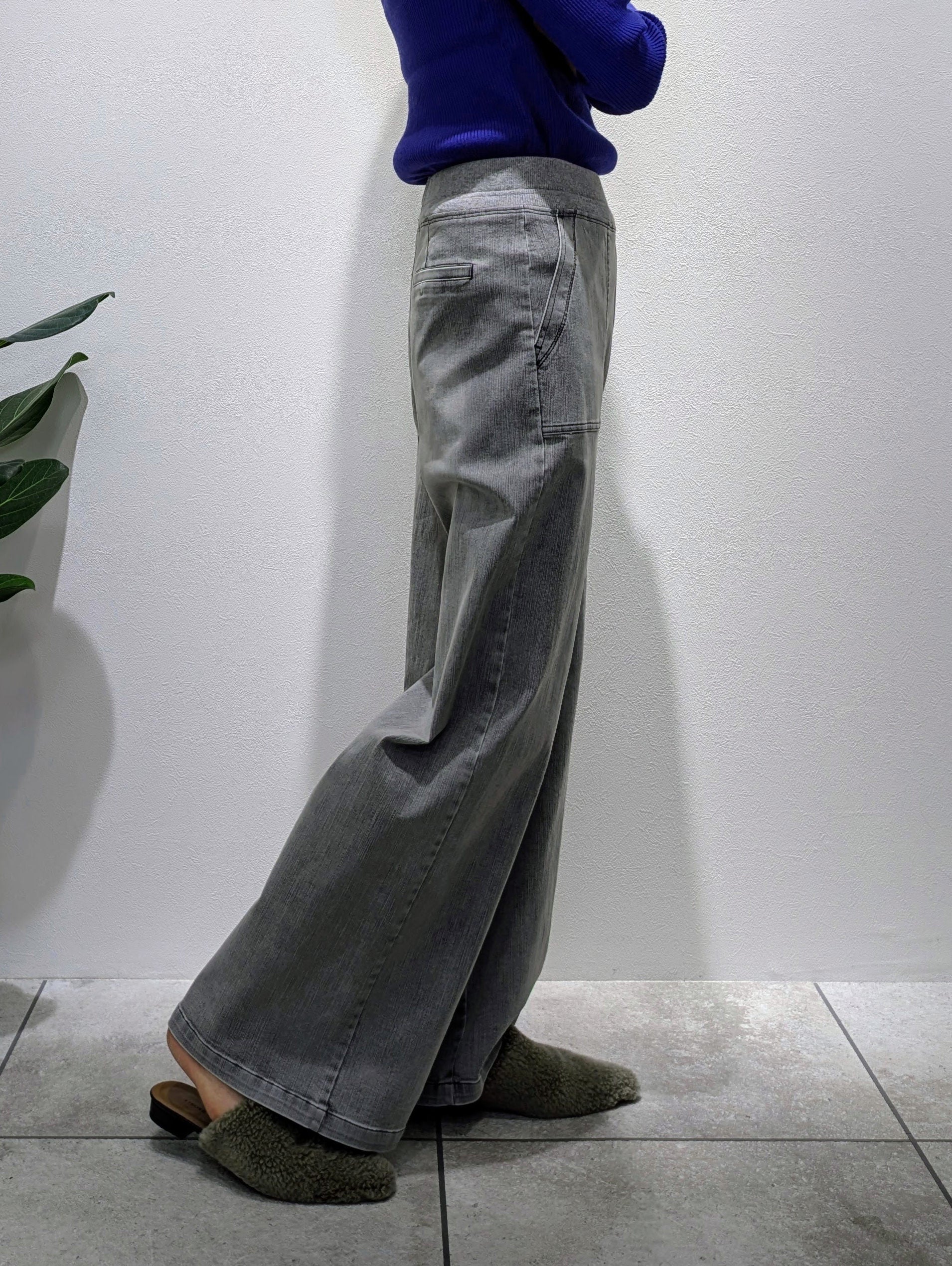 Gray denim baker pants