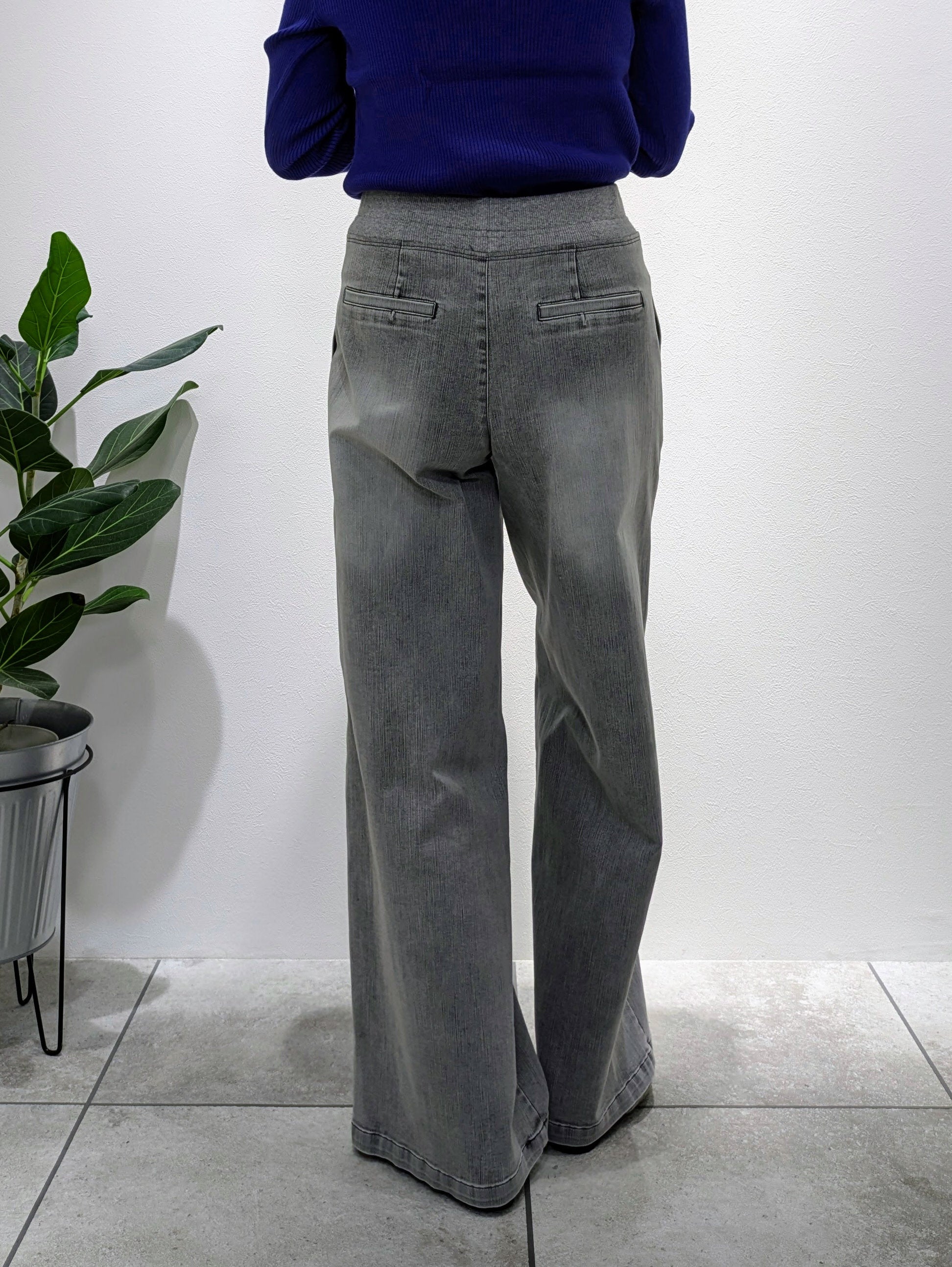 Gray denim baker pants