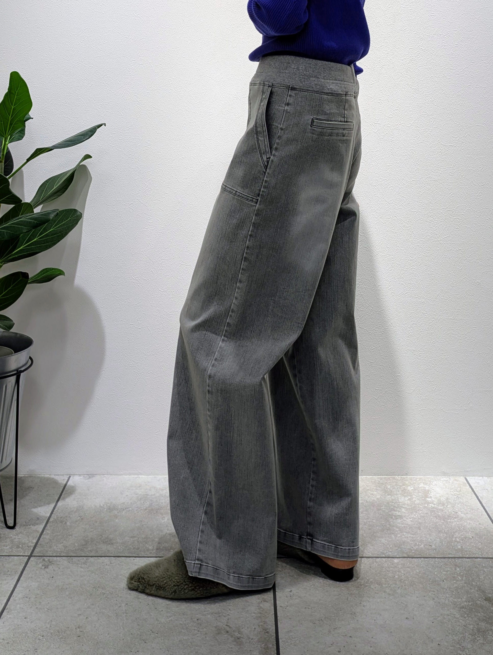 Gray denim baker pants