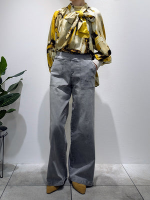 Gray denim baker pants