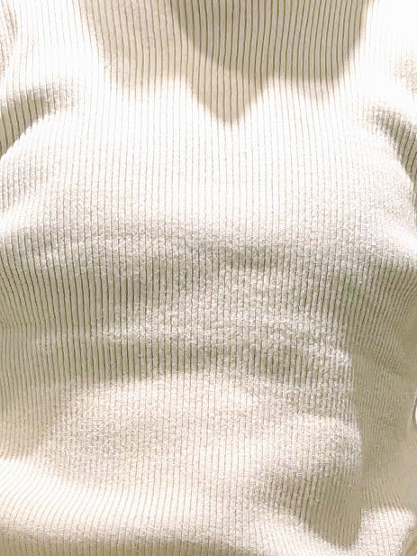 Non-tingling crew neck rib knit