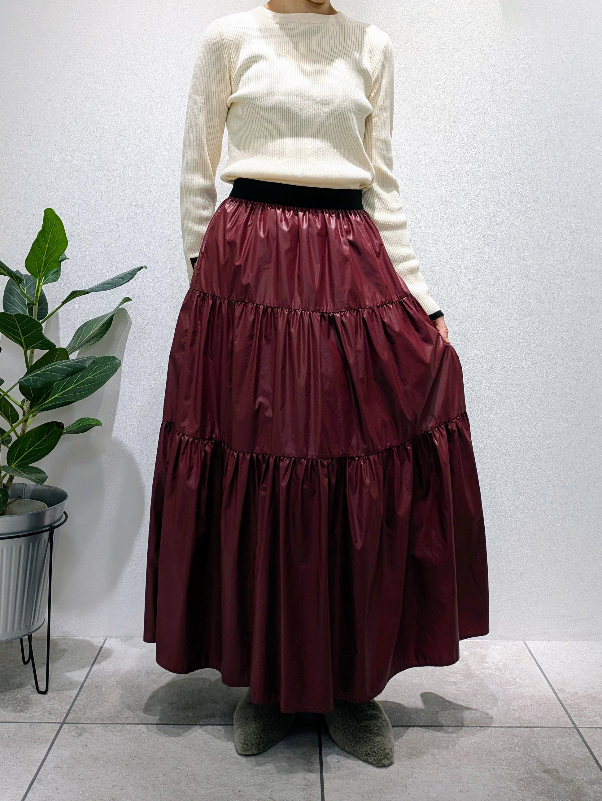 tiered taffeta skirt