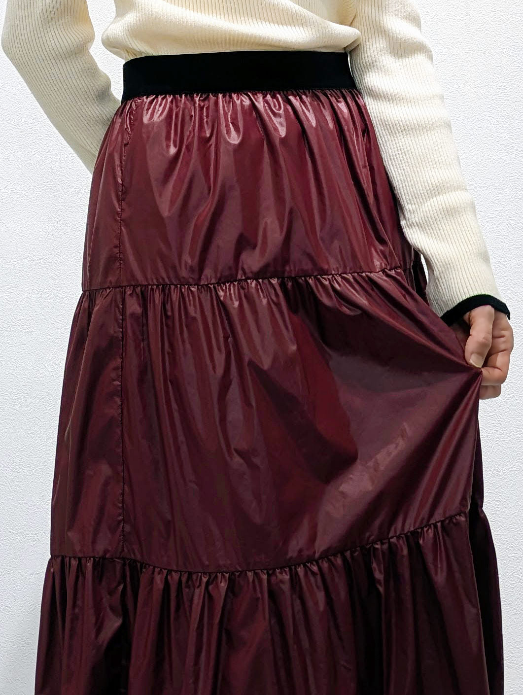 tiered taffeta skirt