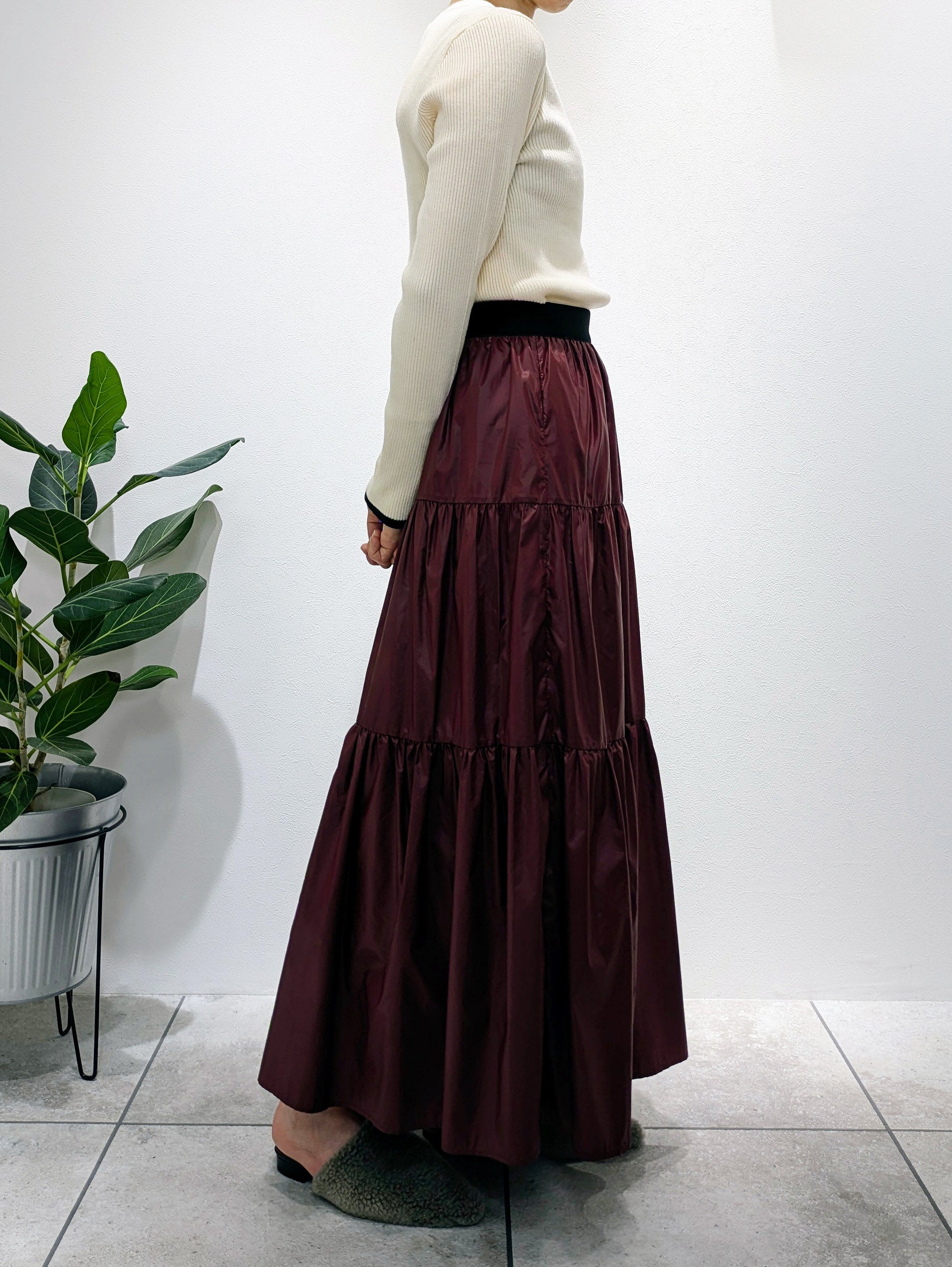 tiered taffeta skirt