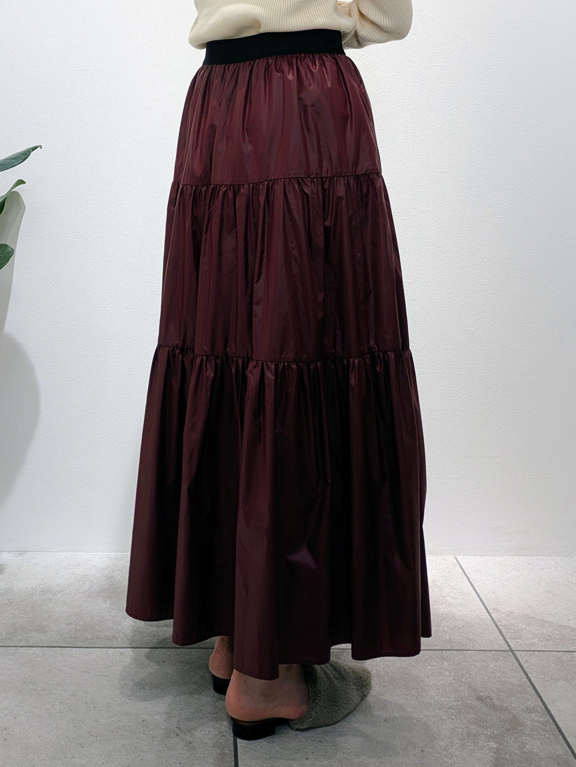tiered taffeta skirt