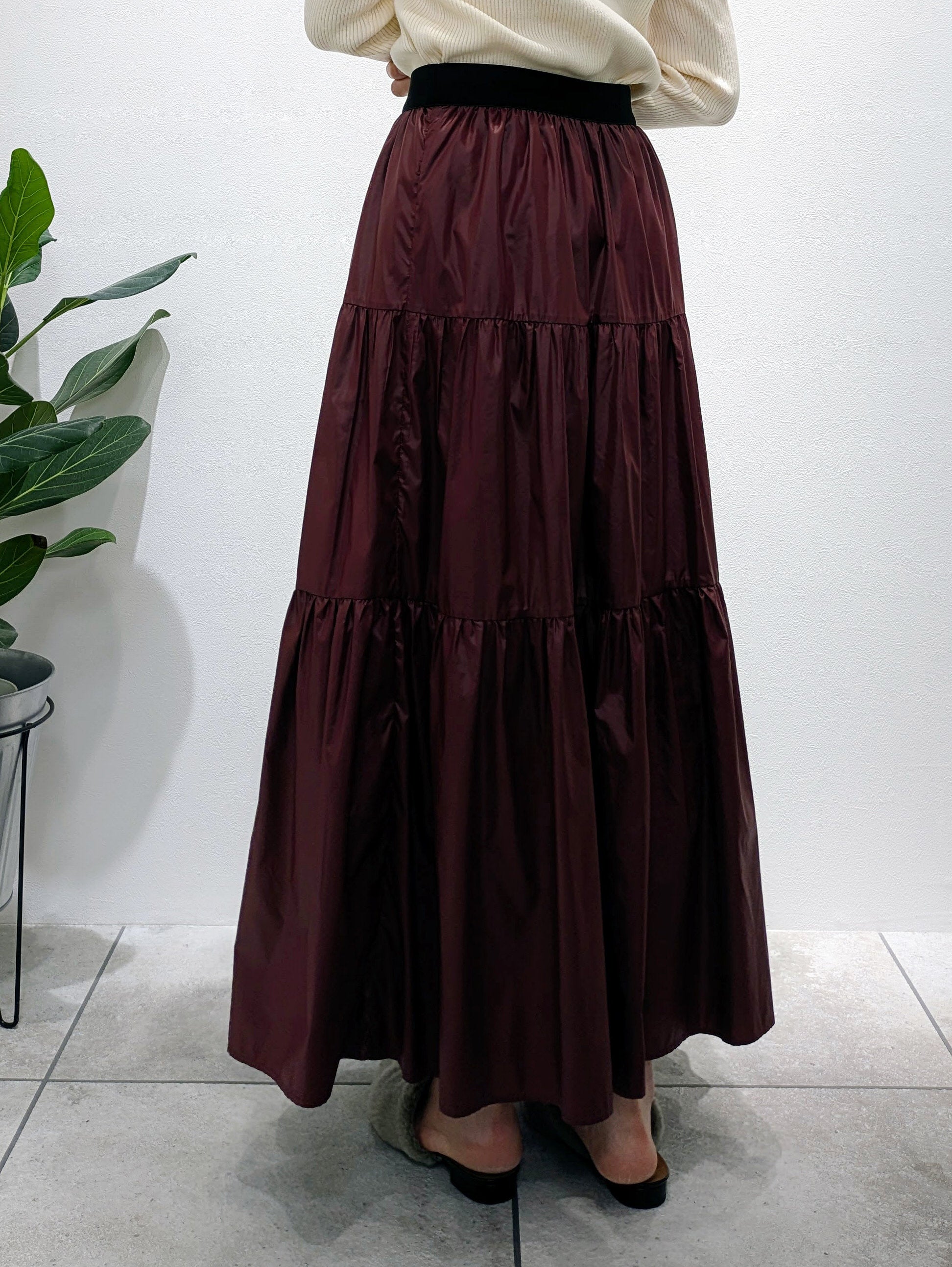 tiered taffeta skirt