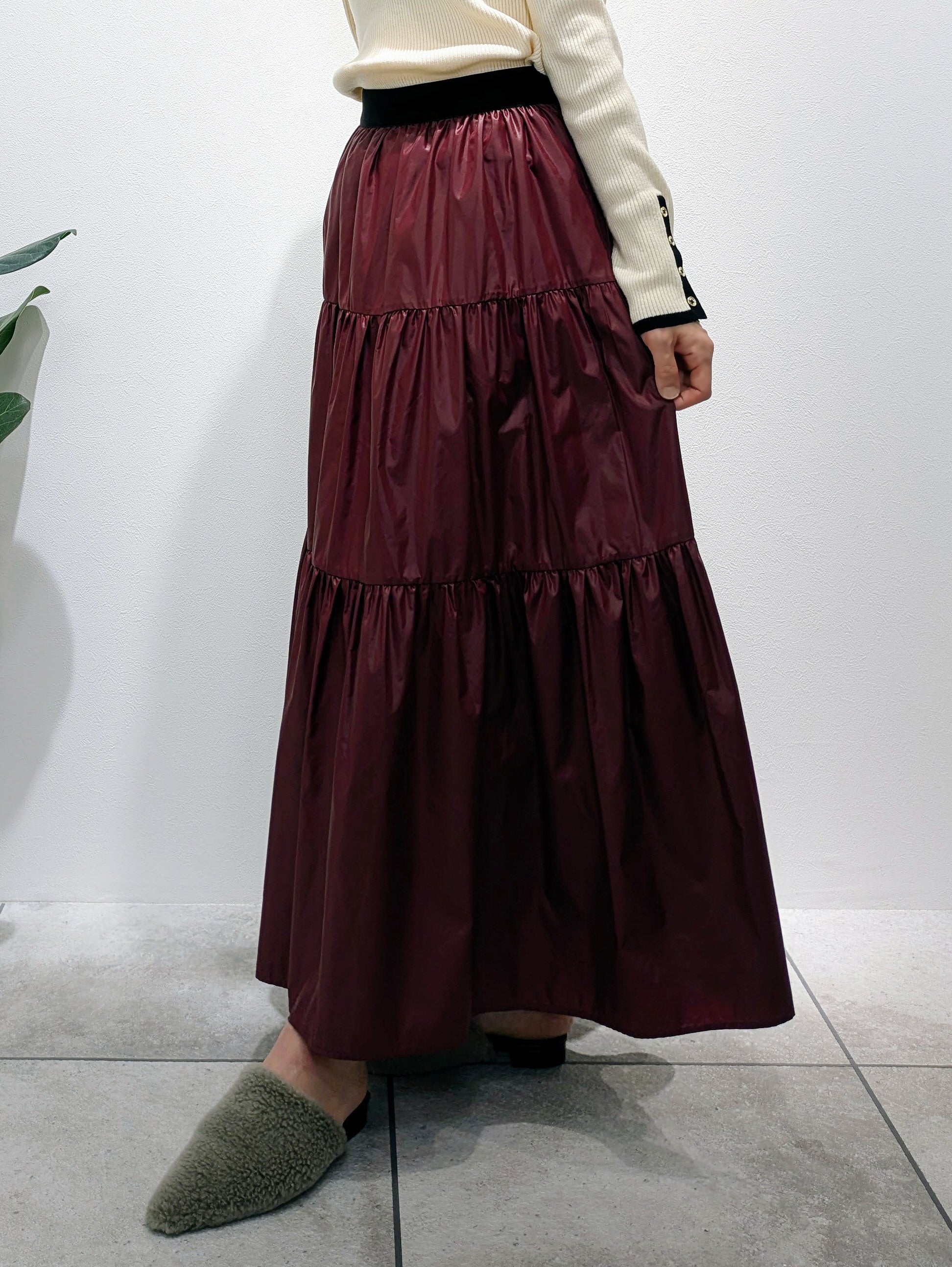 tiered taffeta skirt