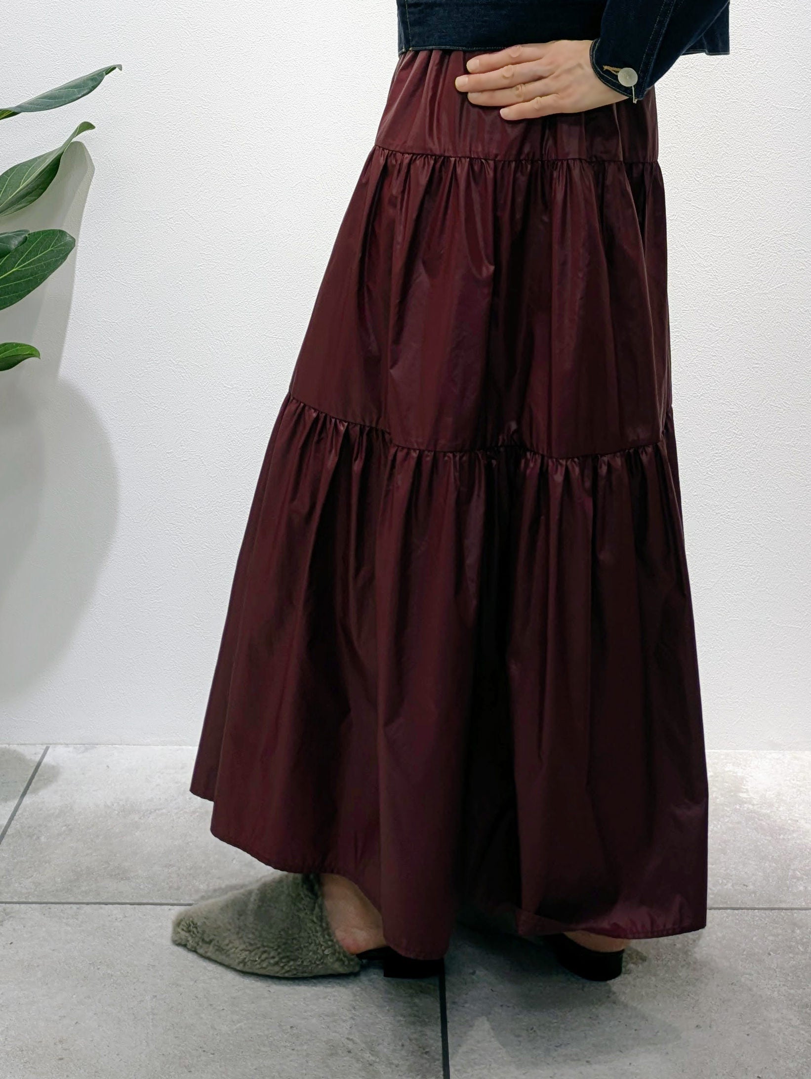 tiered taffeta skirt