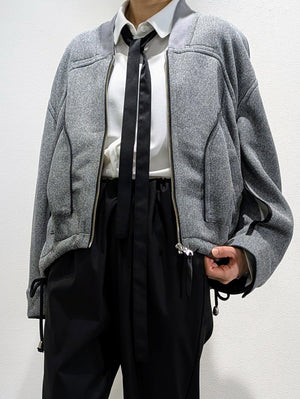 Sheer knit cardboard blouson