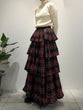 Check teared ruffle skirt