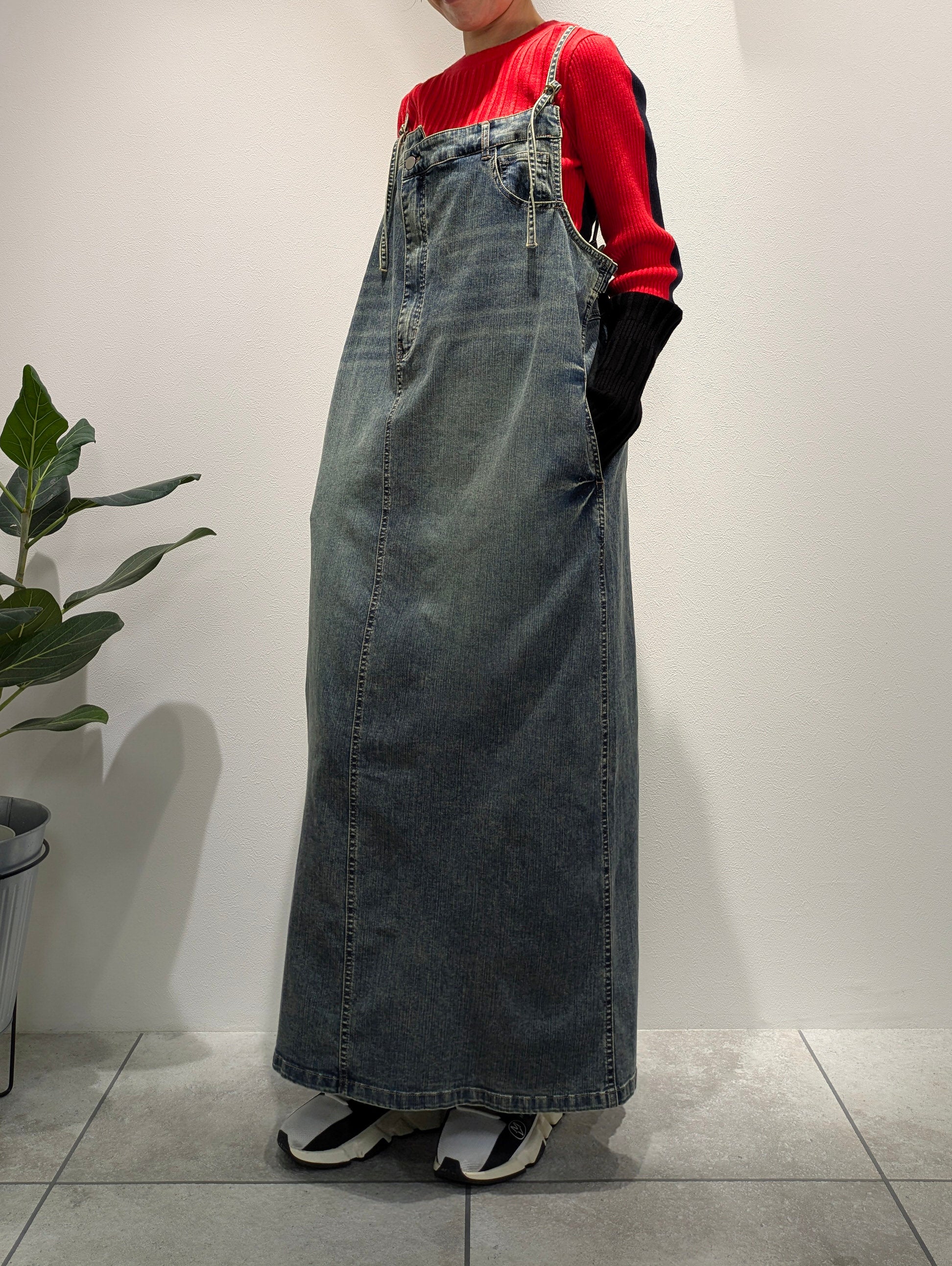 Remade denim jumper dress