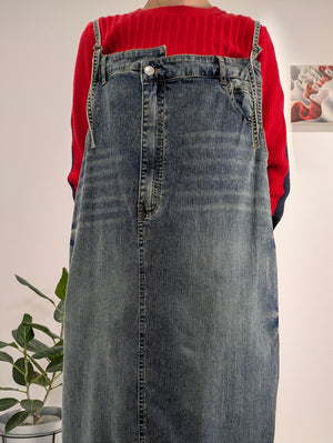 Remade denim jumper dress