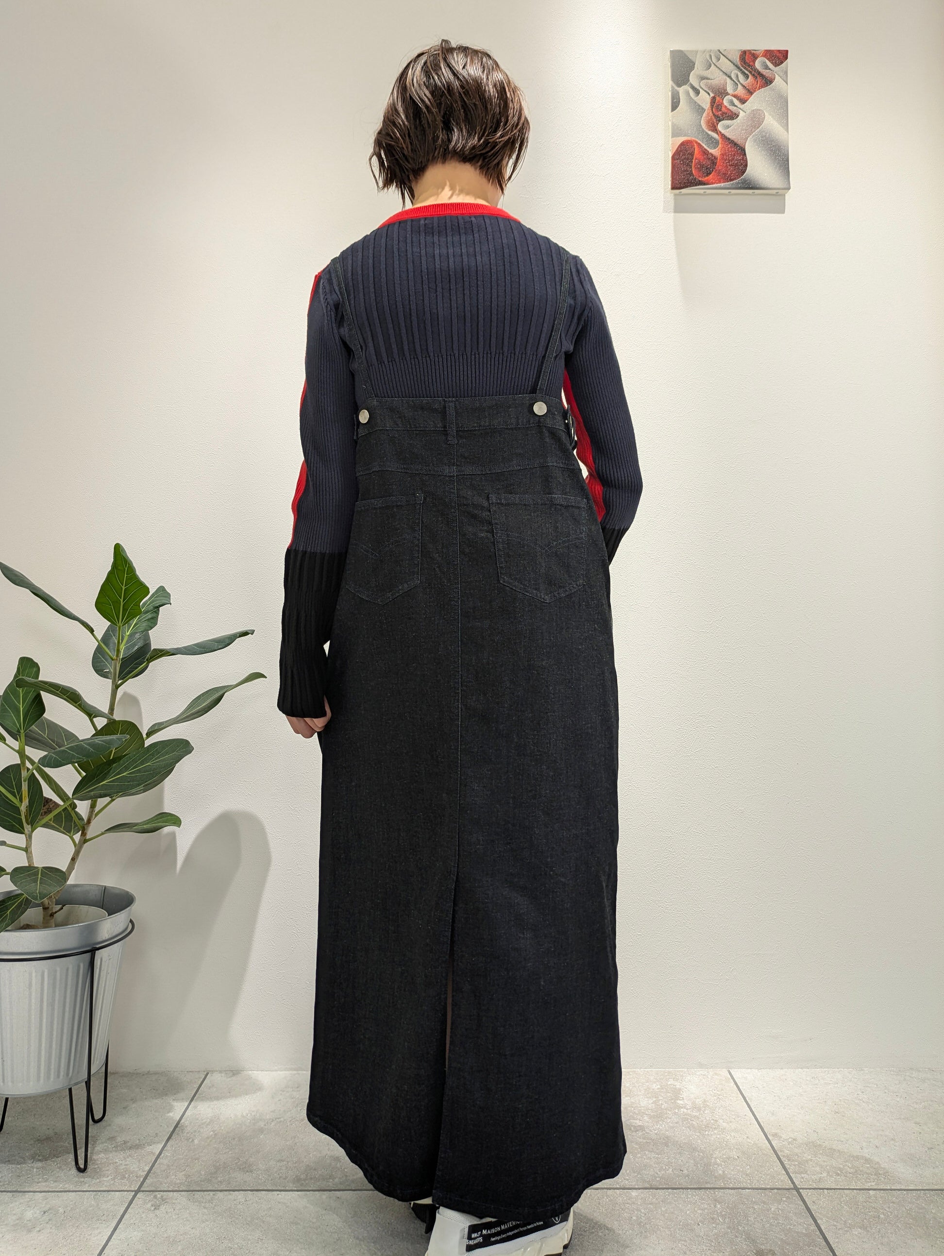 Remade denim jumper dress