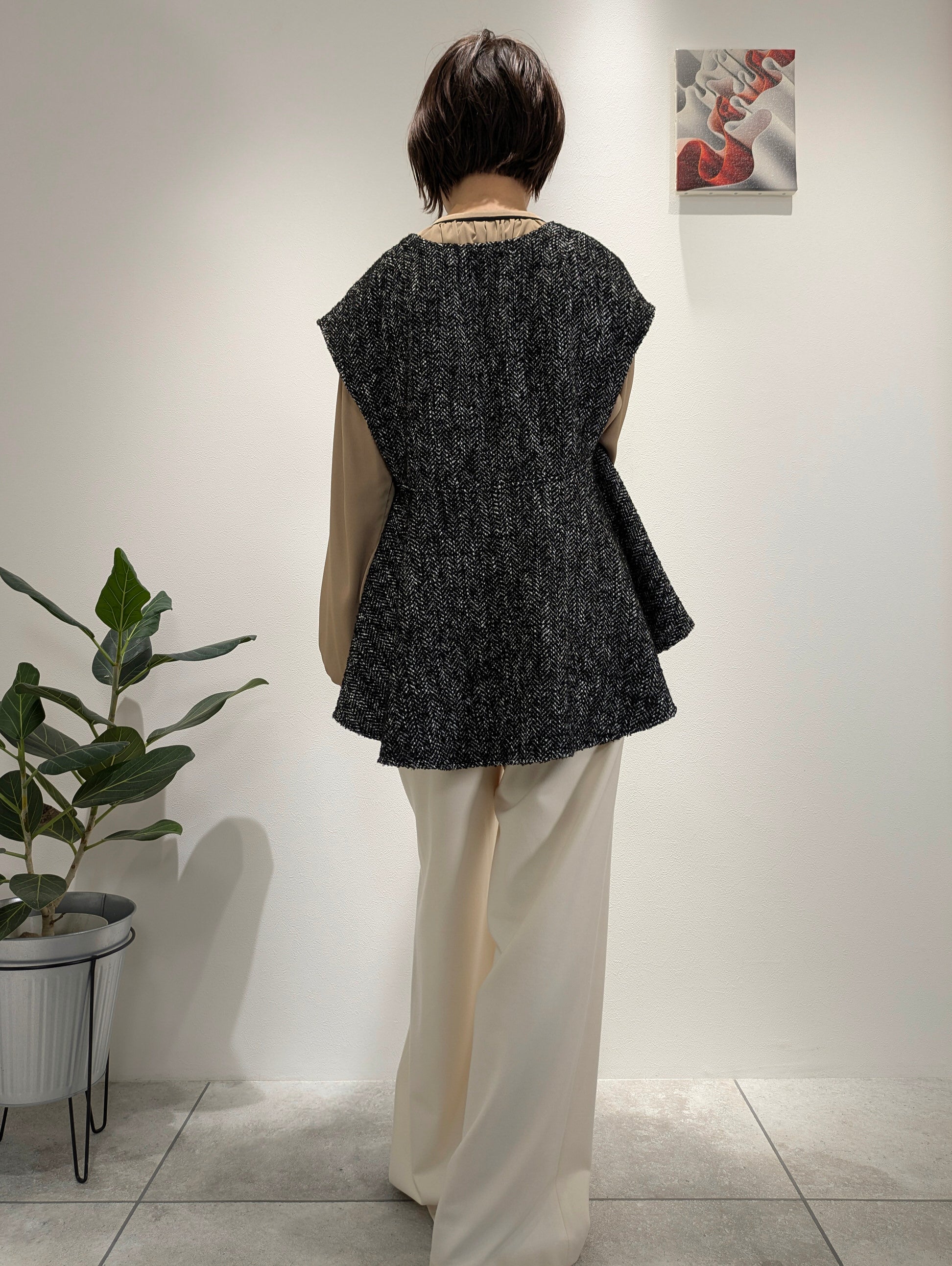 Tweed-style peplum vest