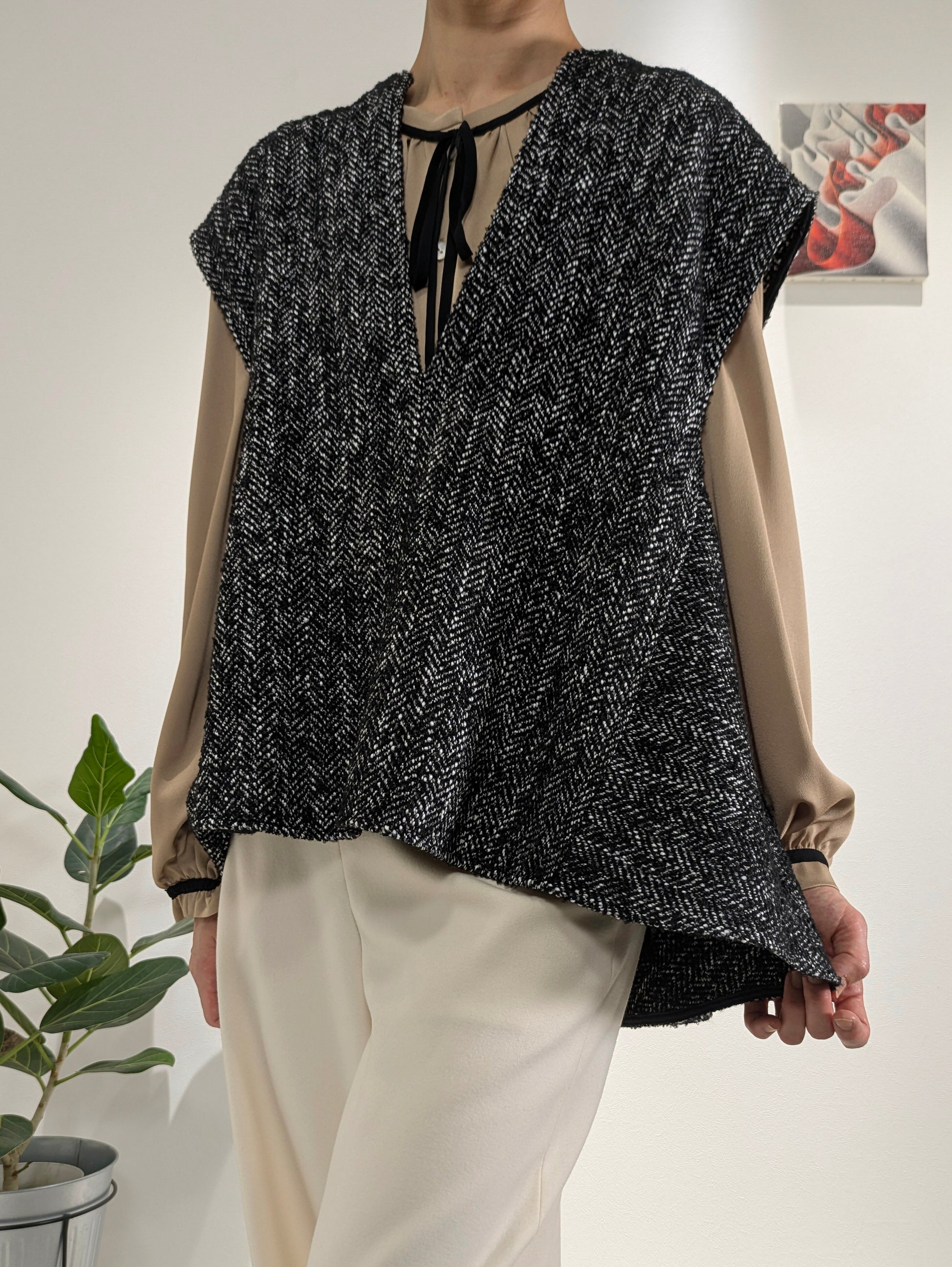 Tweed-style peplum vest