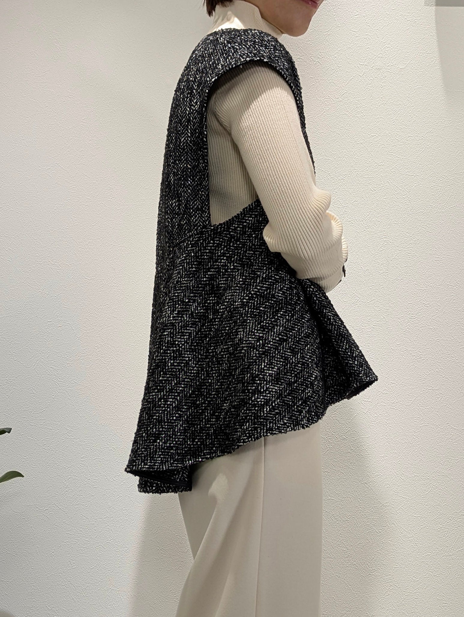 Tweed-style peplum vest