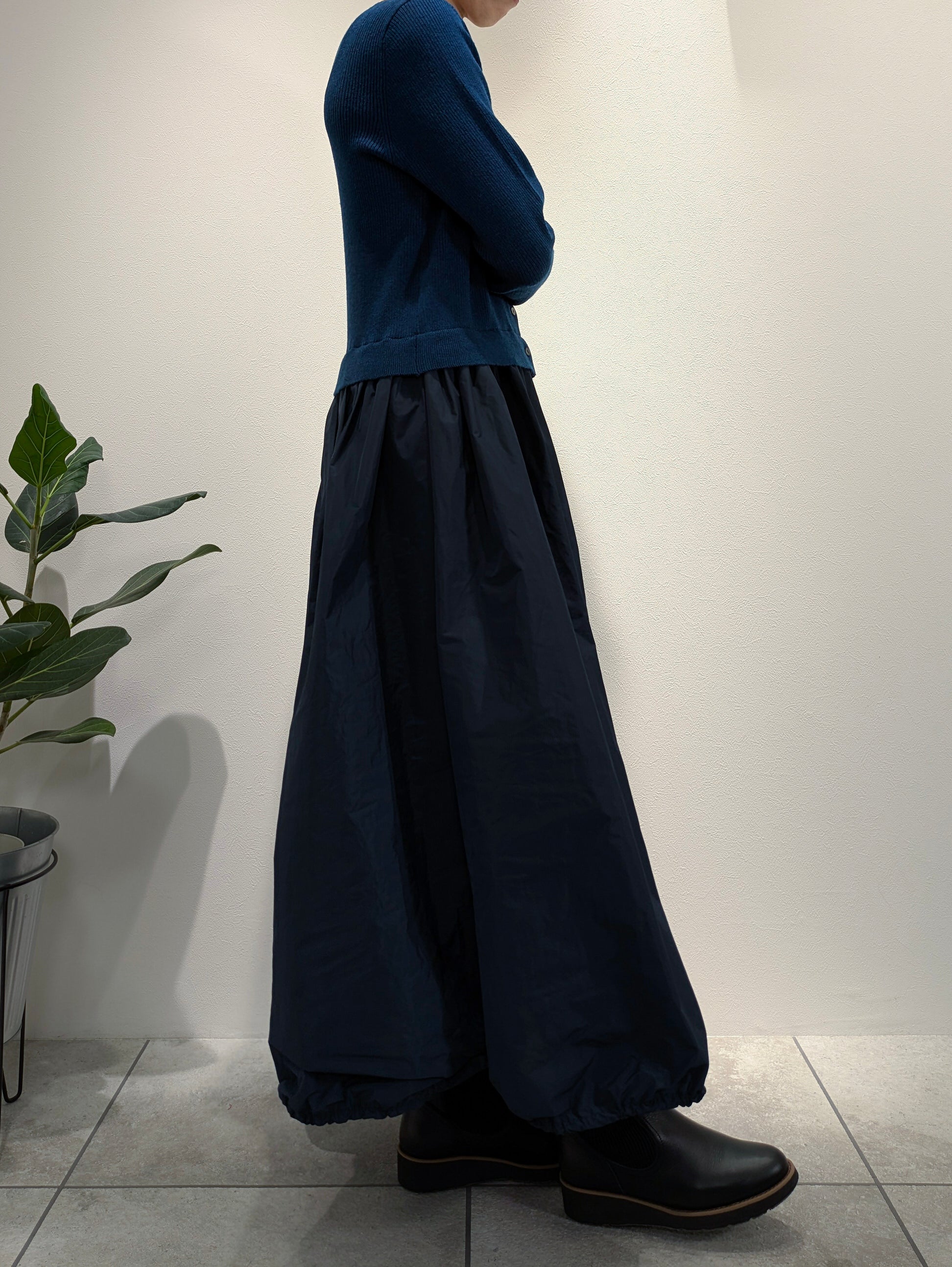 Rib knit and taffeta docking dress