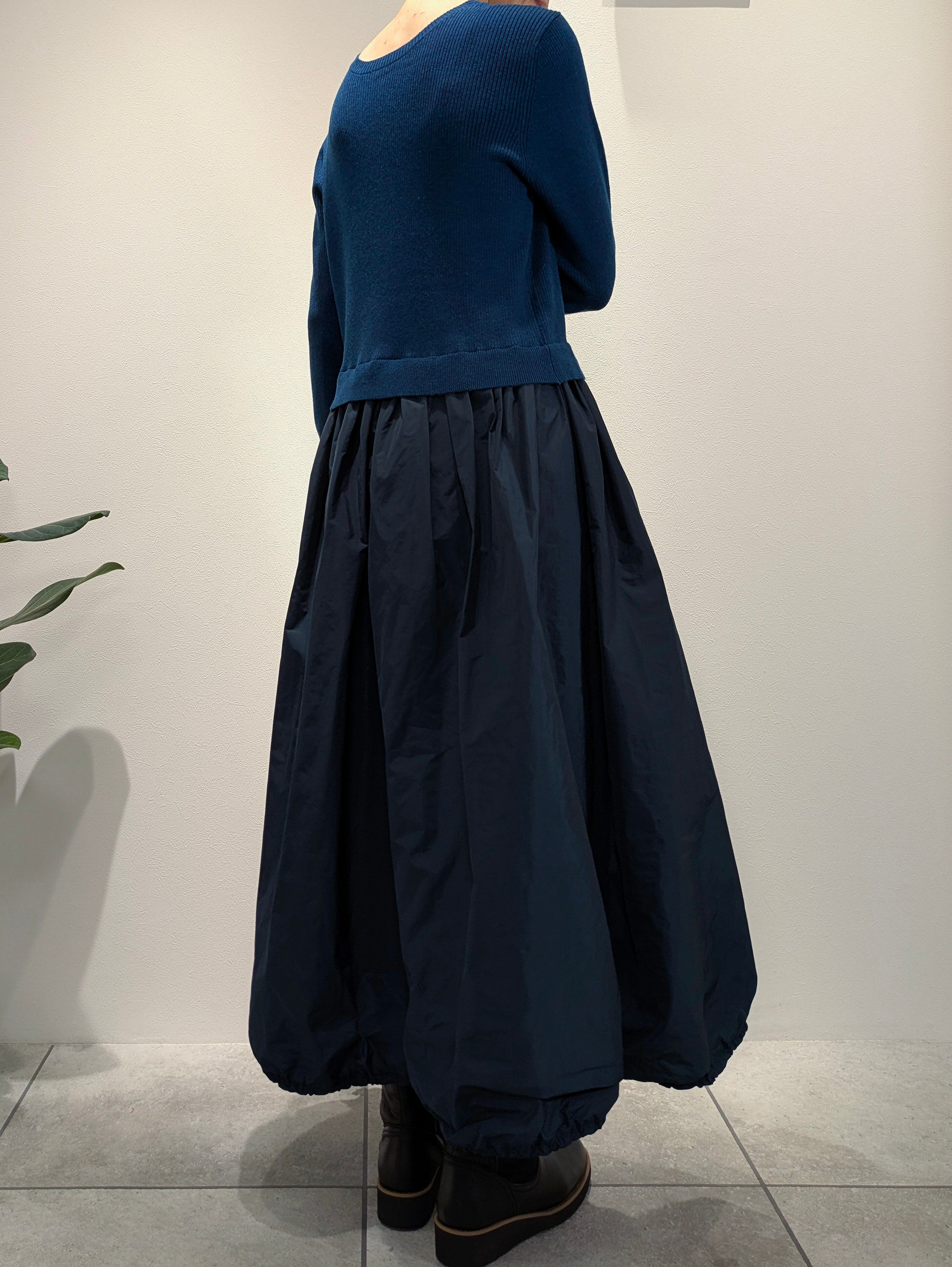 Rib knit and taffeta docking dress