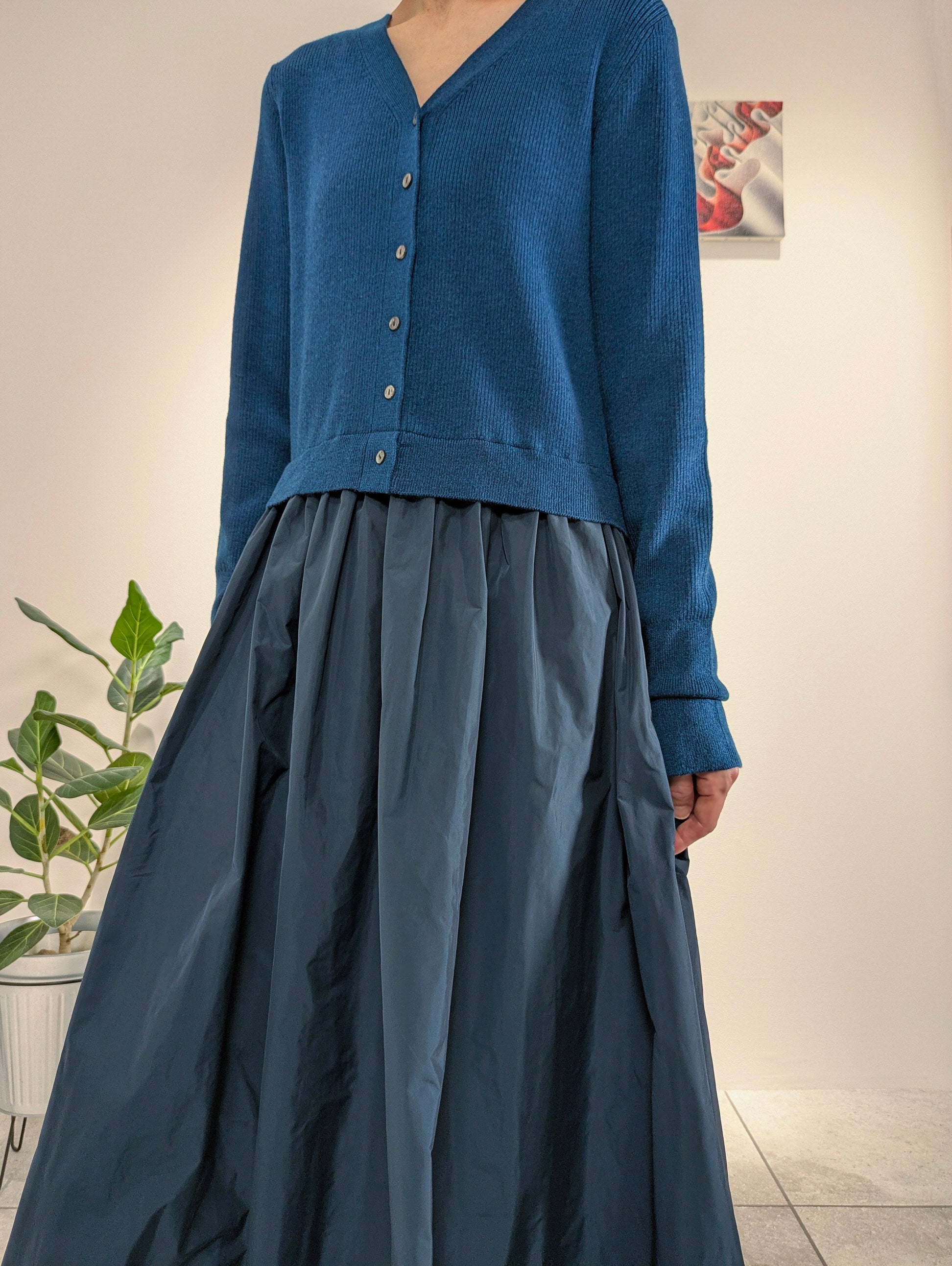 Rib knit and taffeta docking dress