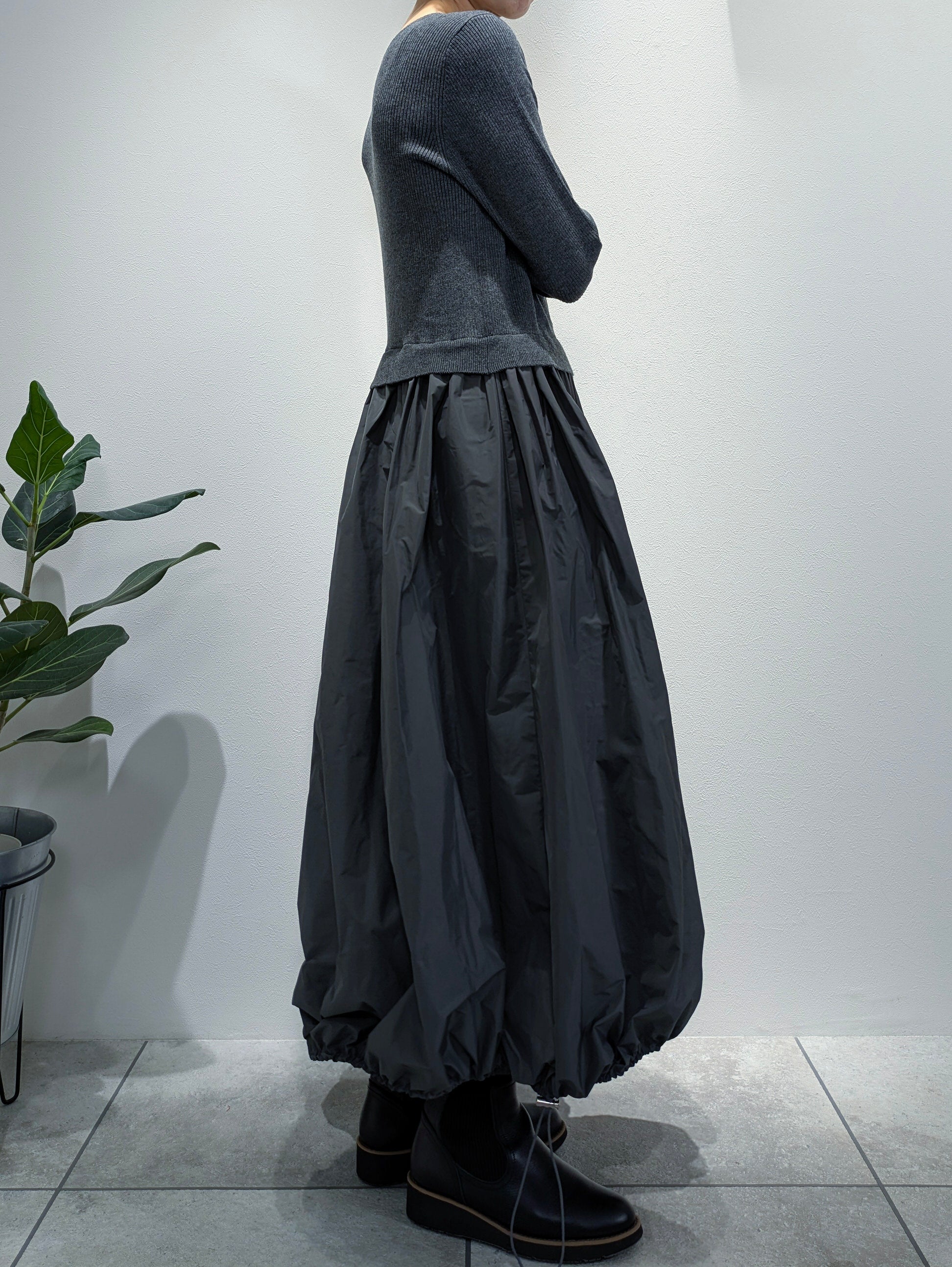 Rib knit and taffeta docking dress