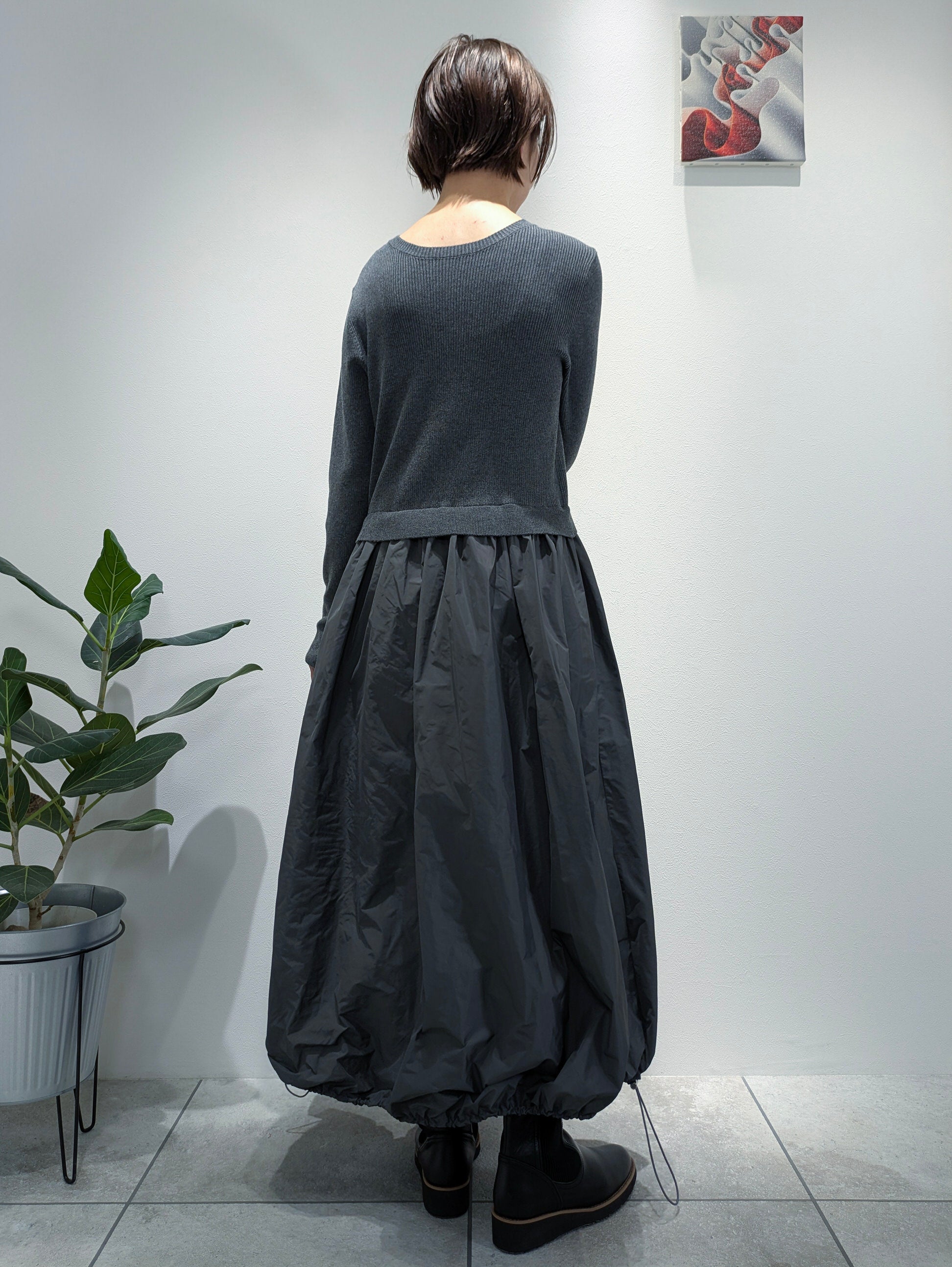 Rib knit and taffeta docking dress