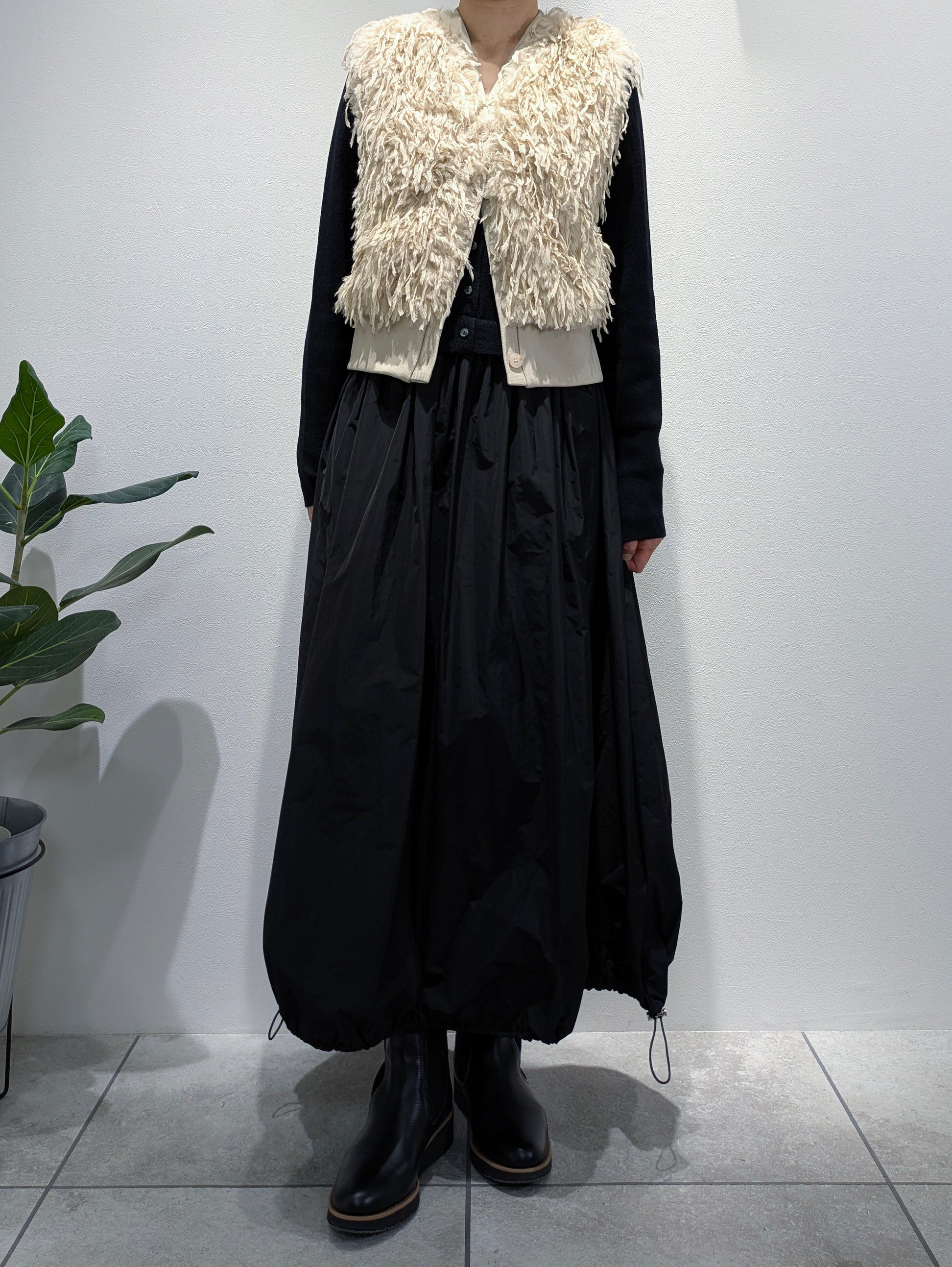 Rib knit and taffeta docking dress