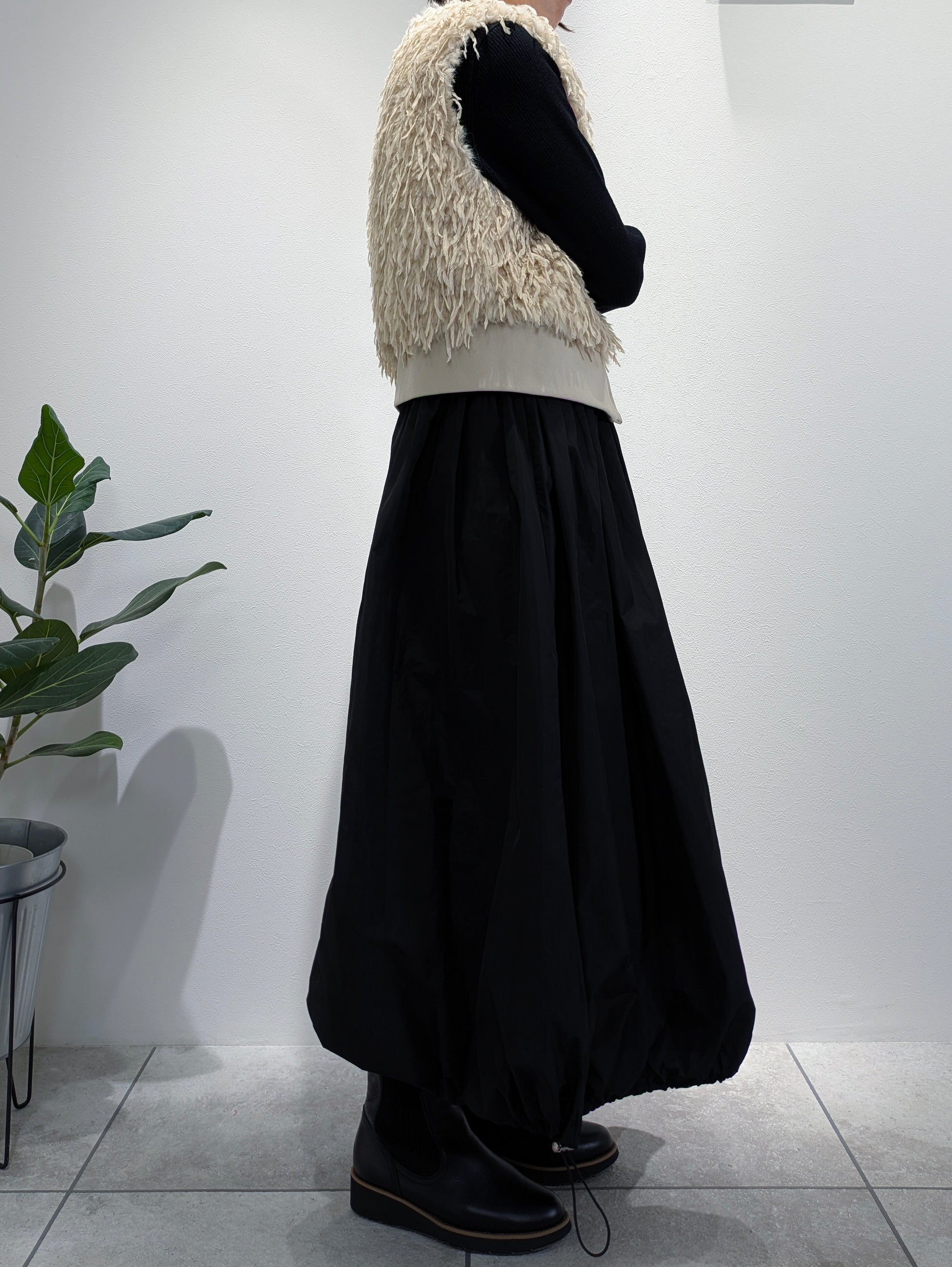 Rib knit and taffeta docking dress