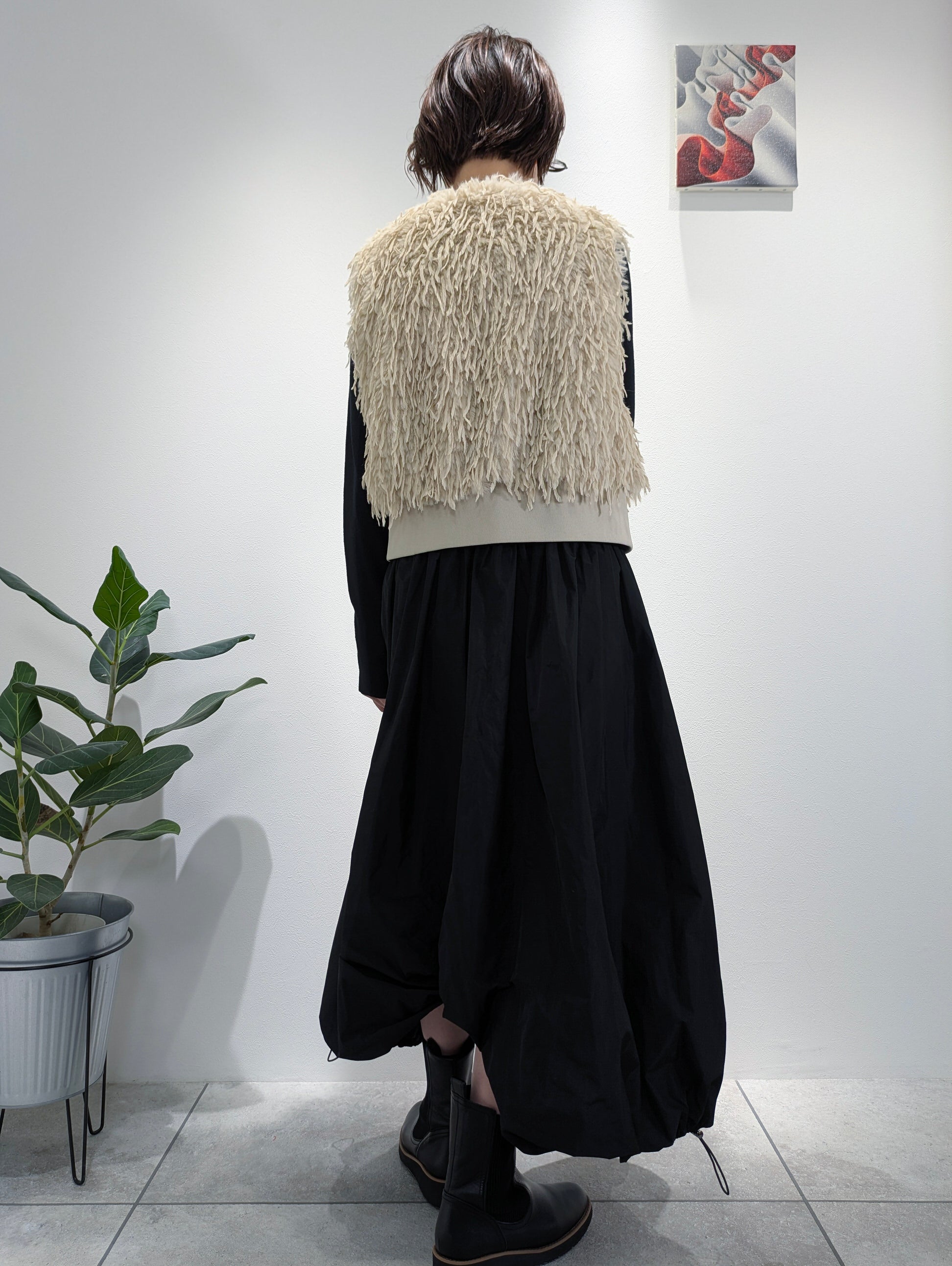 Rib knit and taffeta docking dress