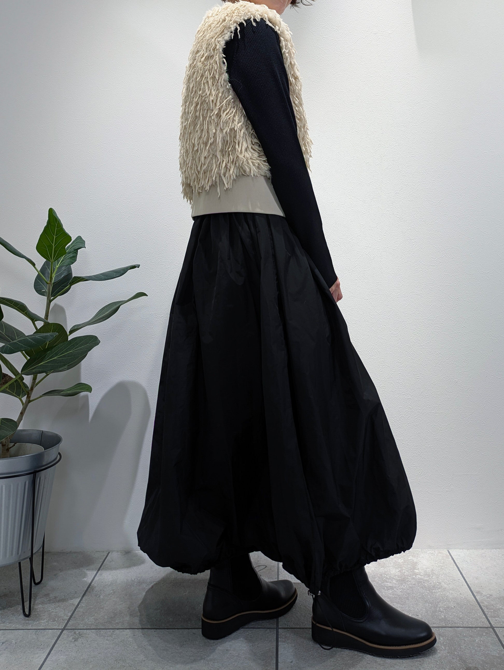 Rib knit and taffeta docking dress