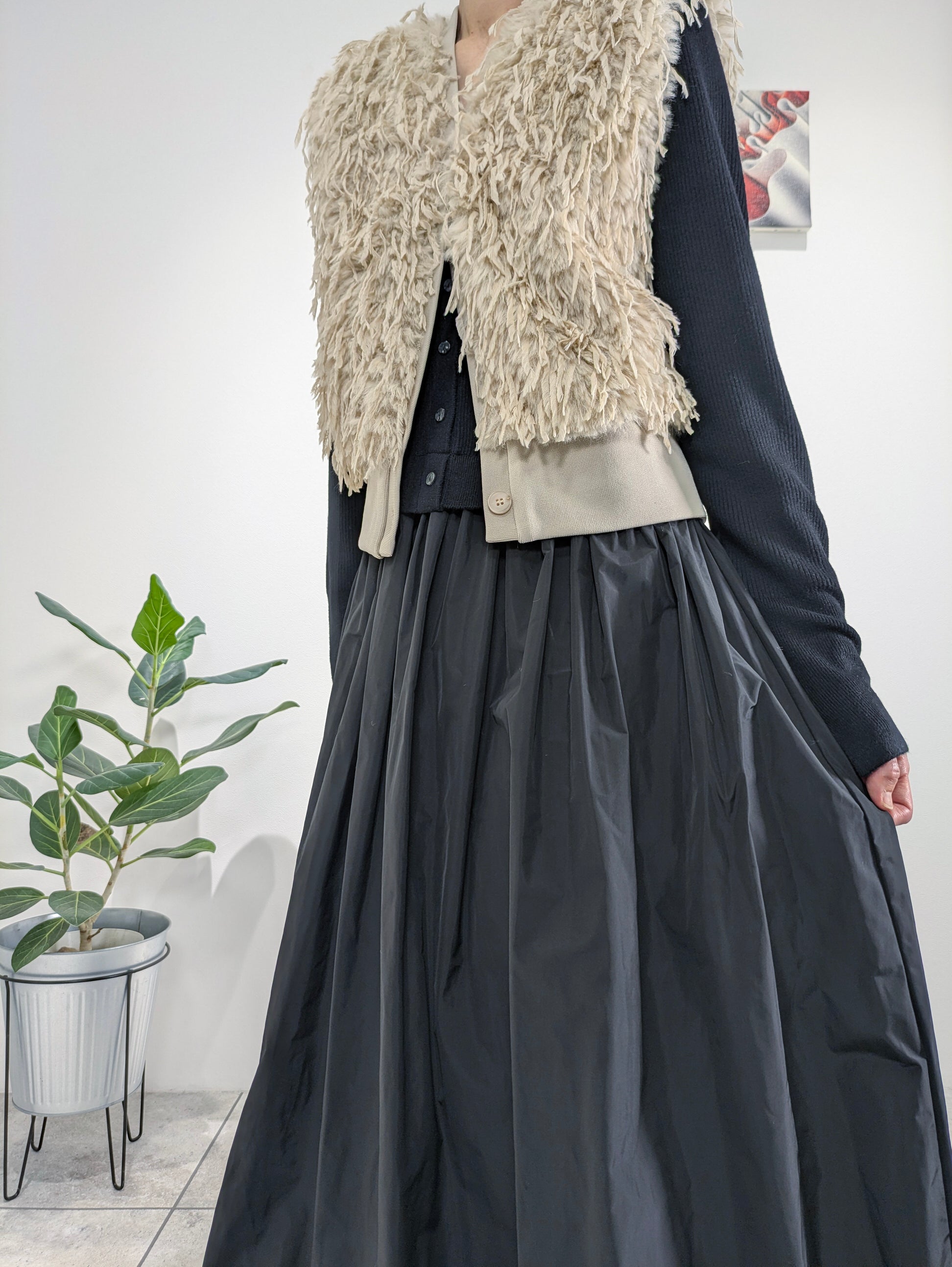 Rib knit and taffeta docking dress