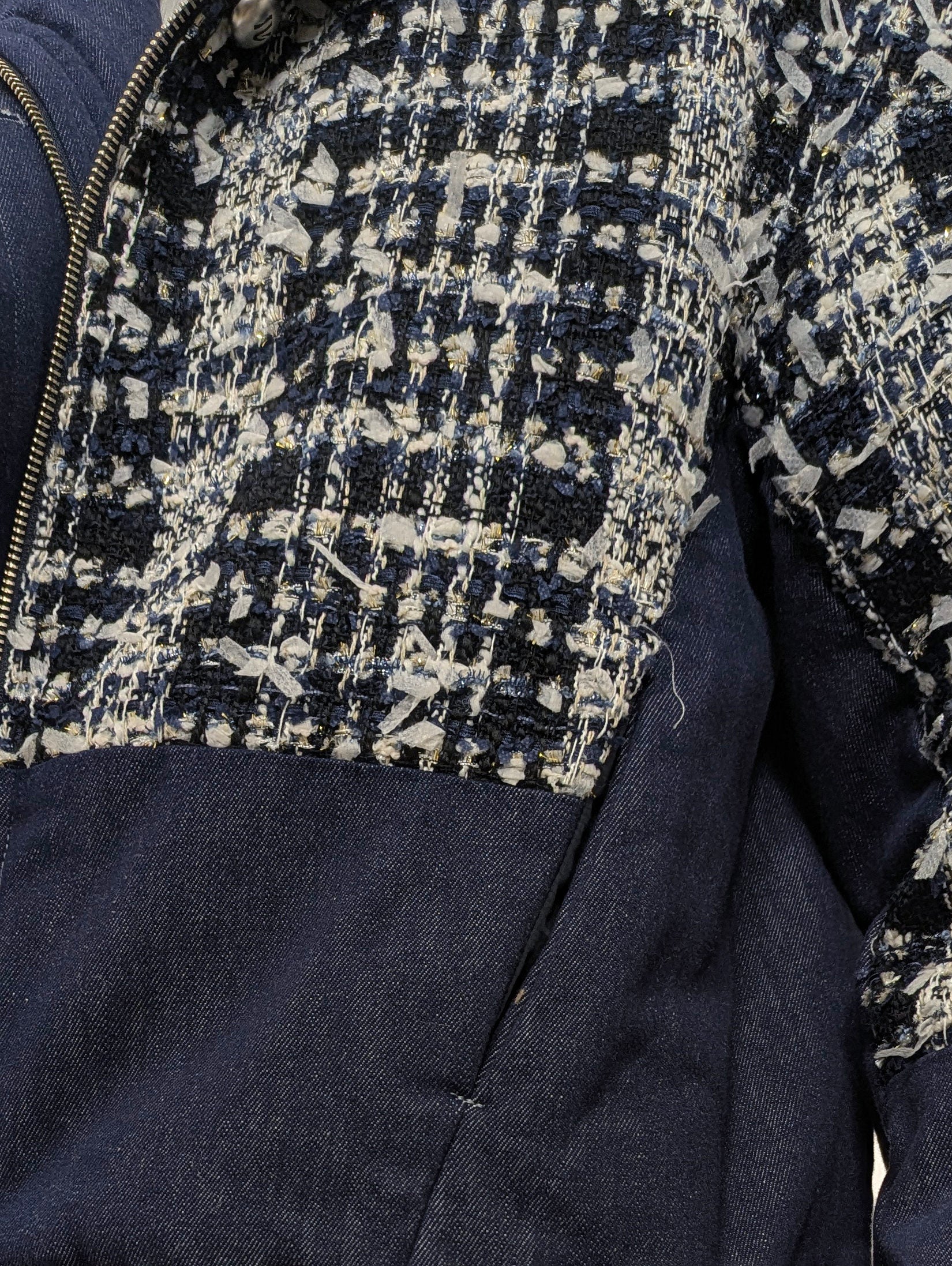 Lamé tweed puffer coat