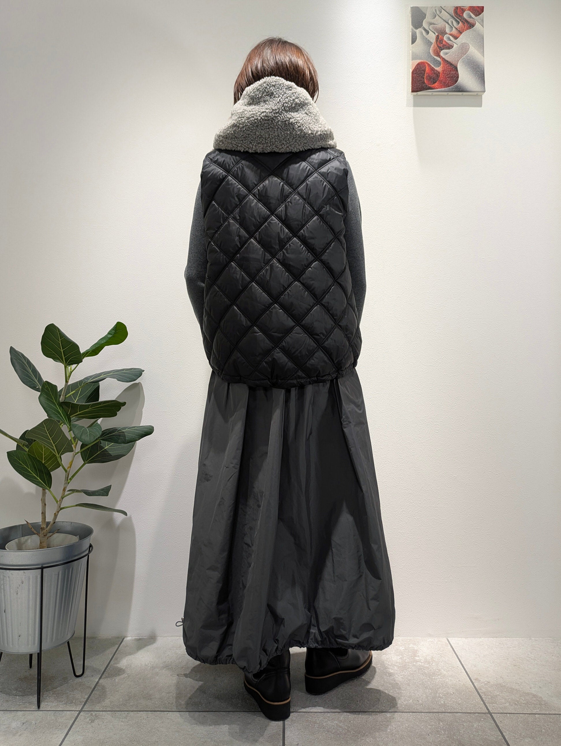 Boa x Taffeta Padded Short Vest