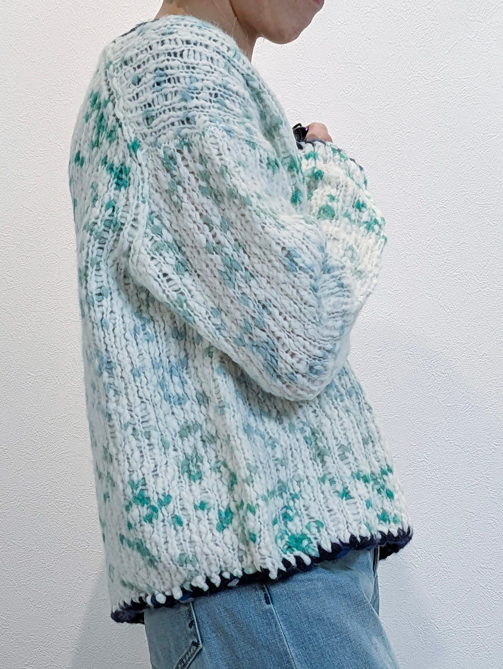 Big Slub Nep Hand-Knitted Sweater