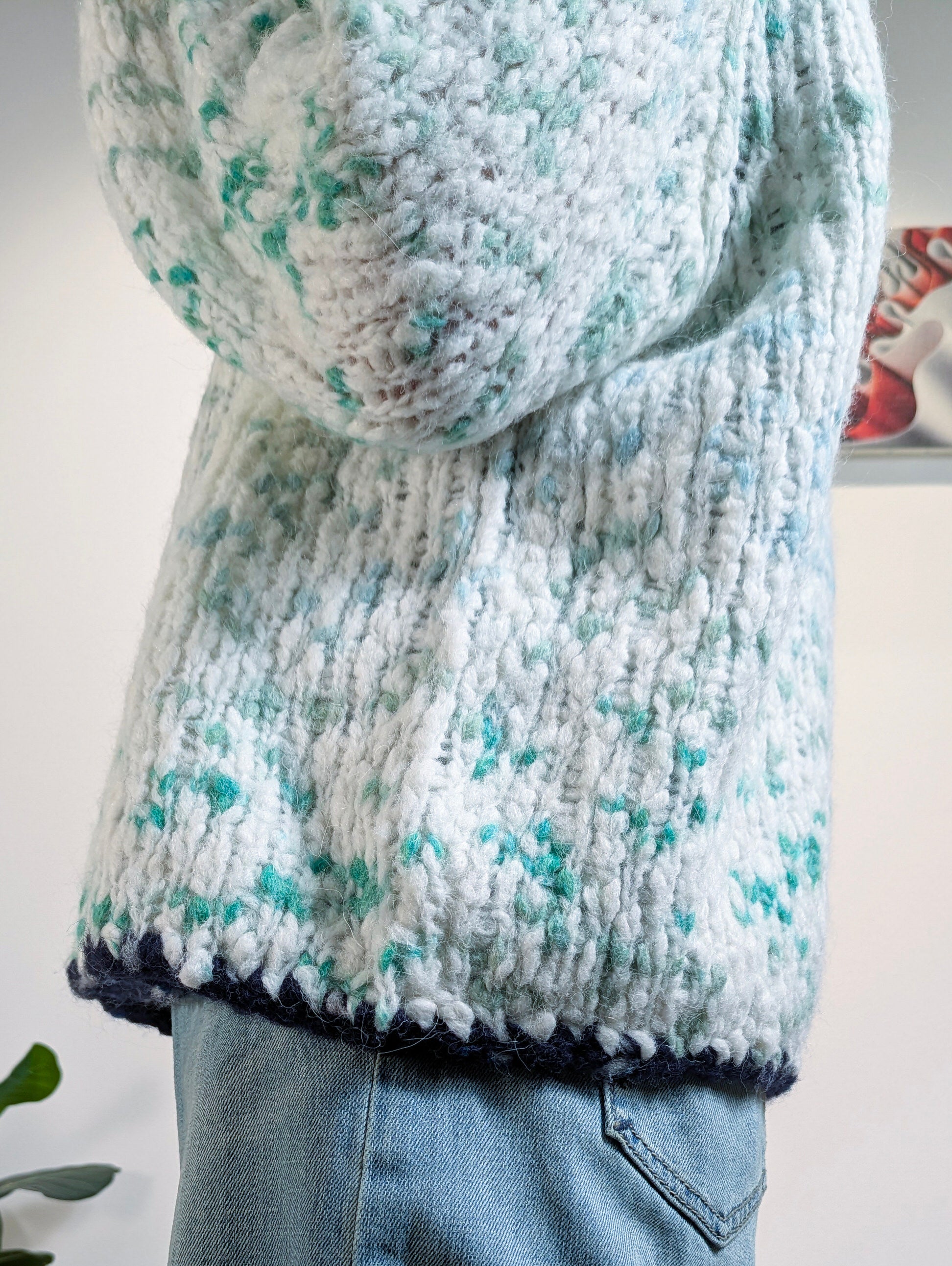 Big Slub Nep Hand-Knitted Sweater