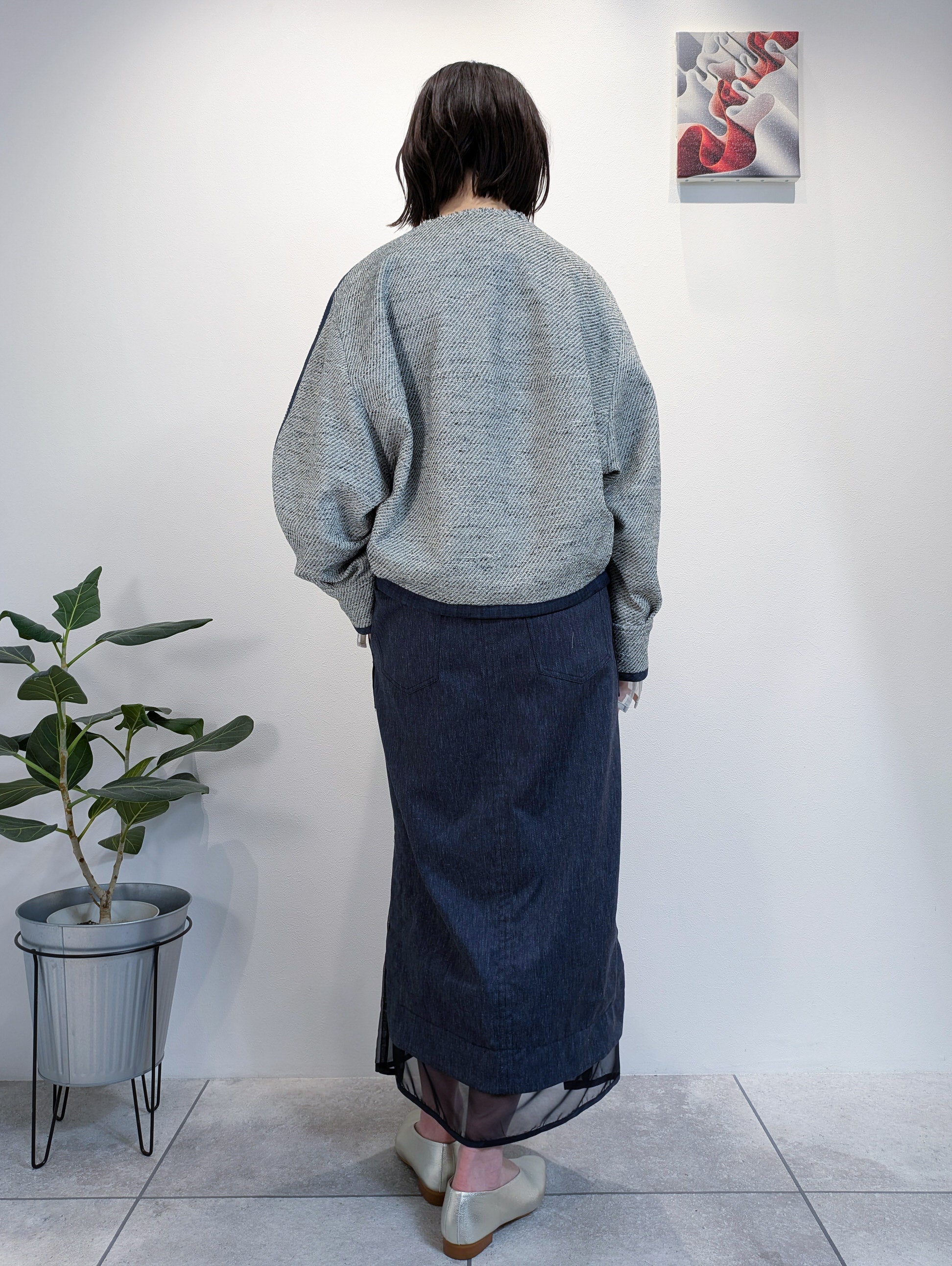 ノーカラーツイードジャケット