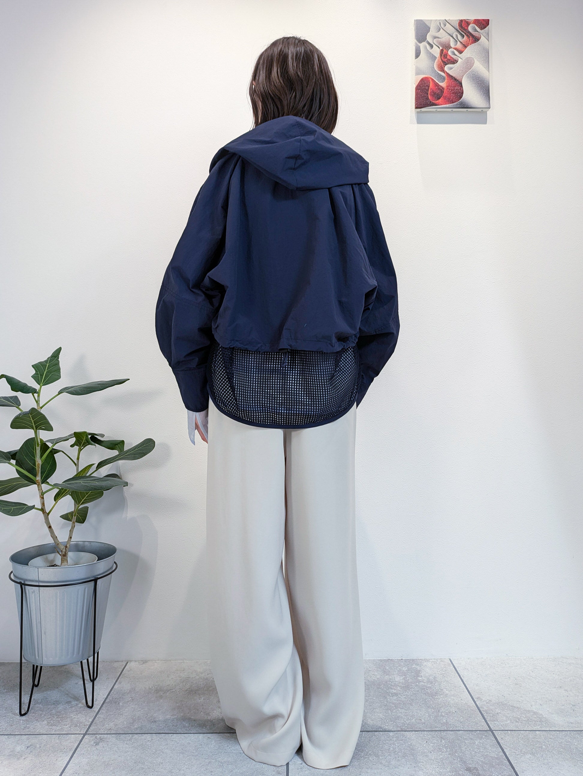 ギャザーフードナイロンブルゾン