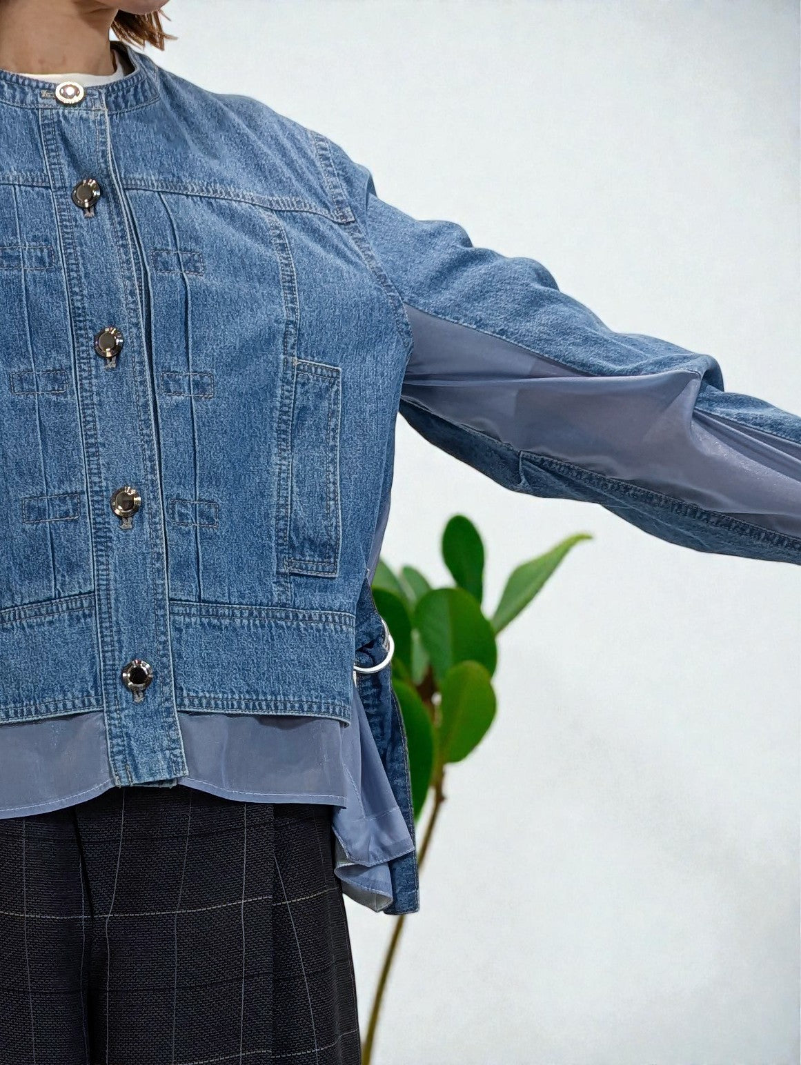 #2 blue 袖の内側と裾にオーガンジーをドッキング