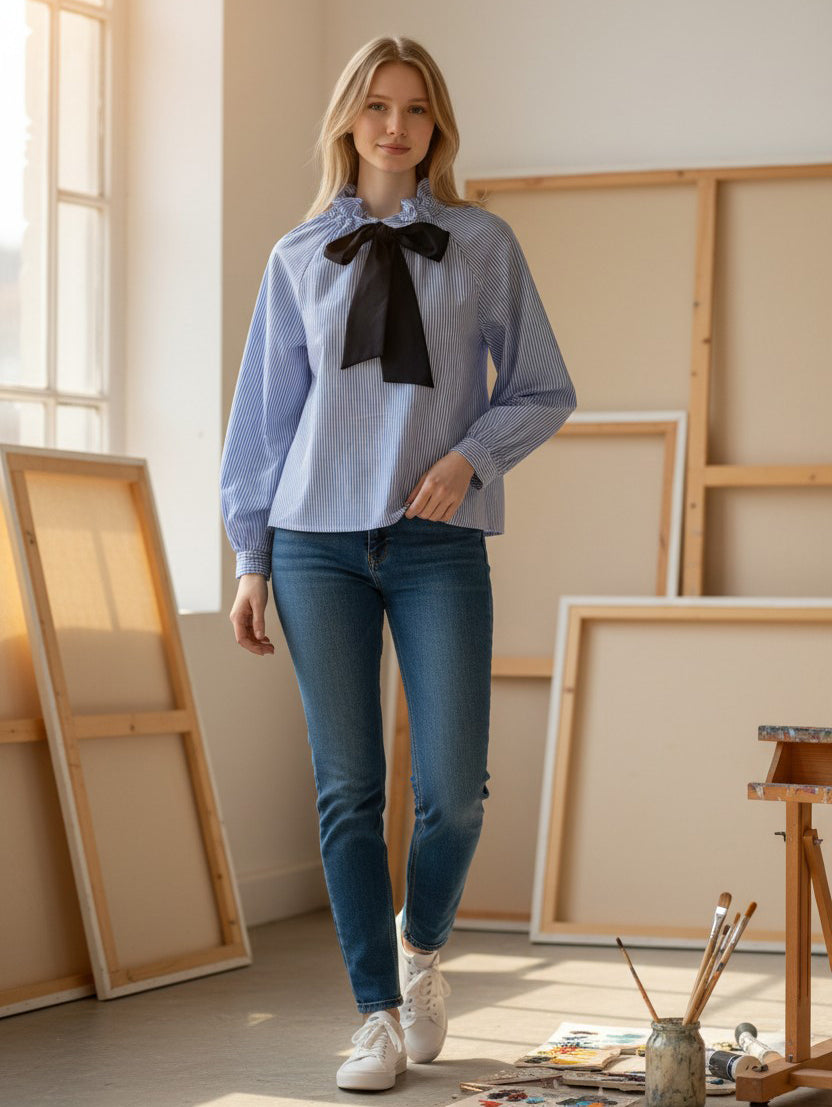 2wayフリルリボンブラウス