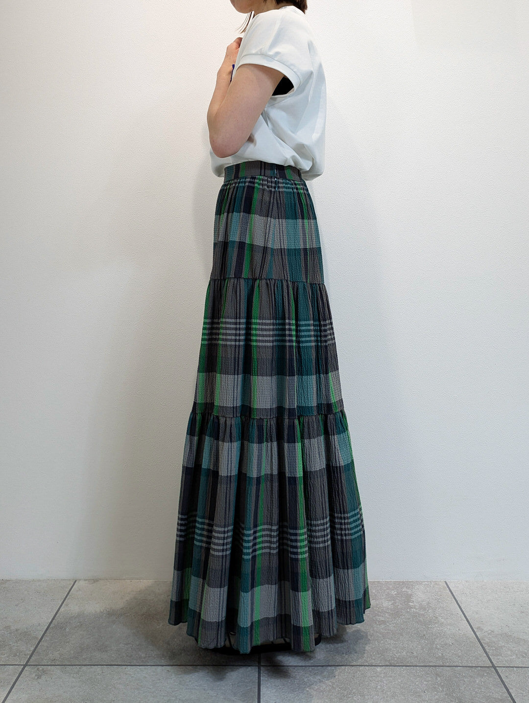 Checked tiered skirt