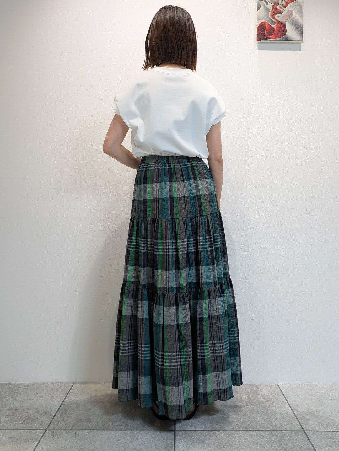 Checked tiered skirt